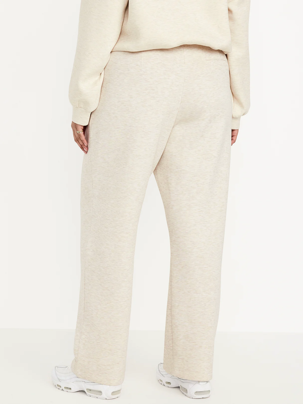 High-Waisted Bounce Fleece Trouser Sweatpants - Oatmeal Heather