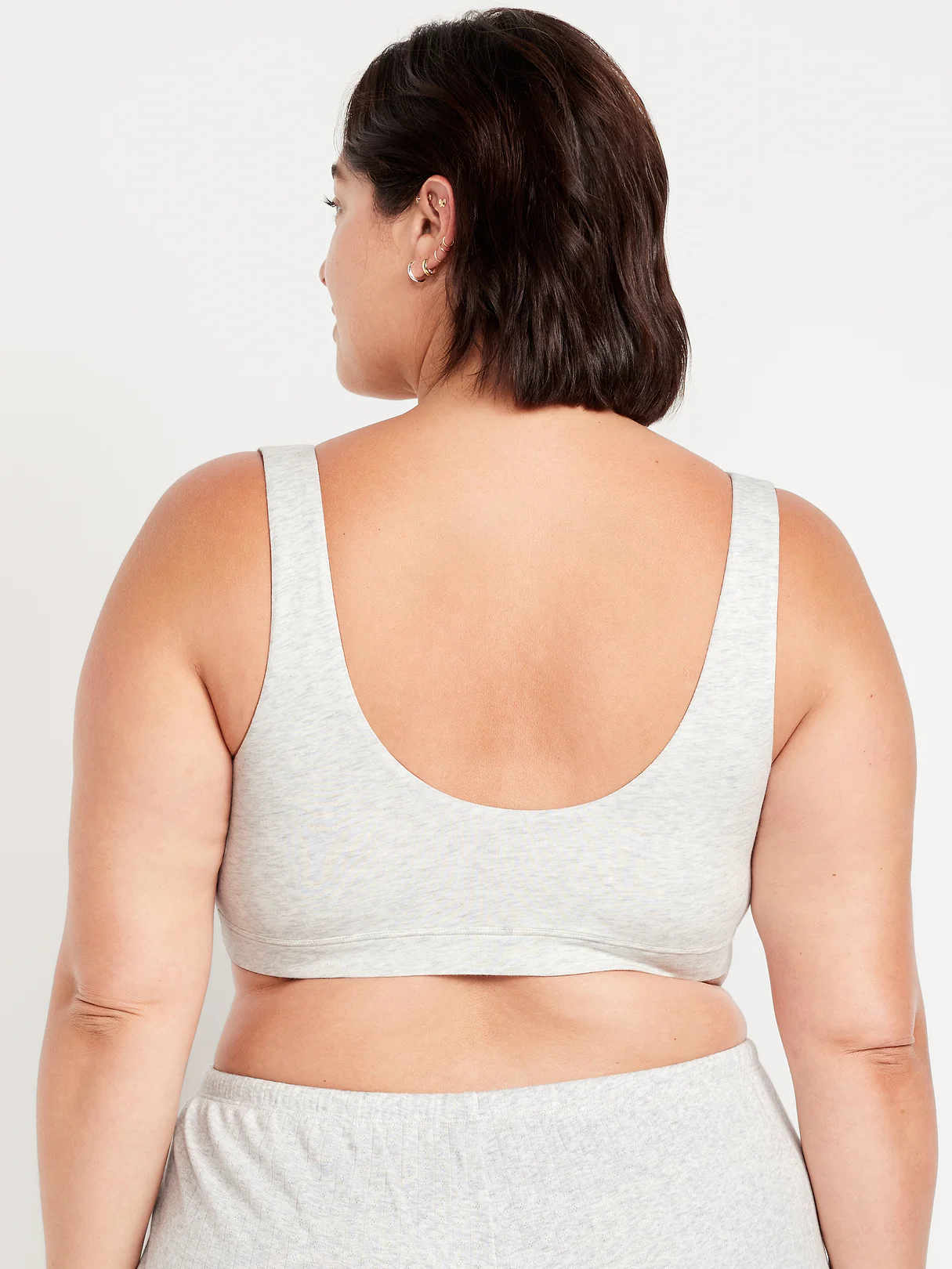 Ruched Cotton Bralette - Light Heather Gray