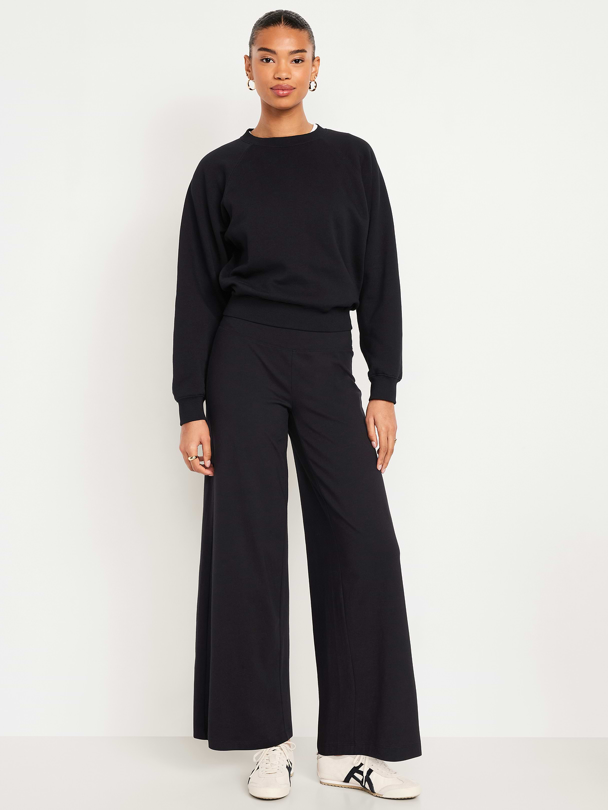 Mid-Rise Jersey Super Wide-Leg Leggings - Light Black Heather