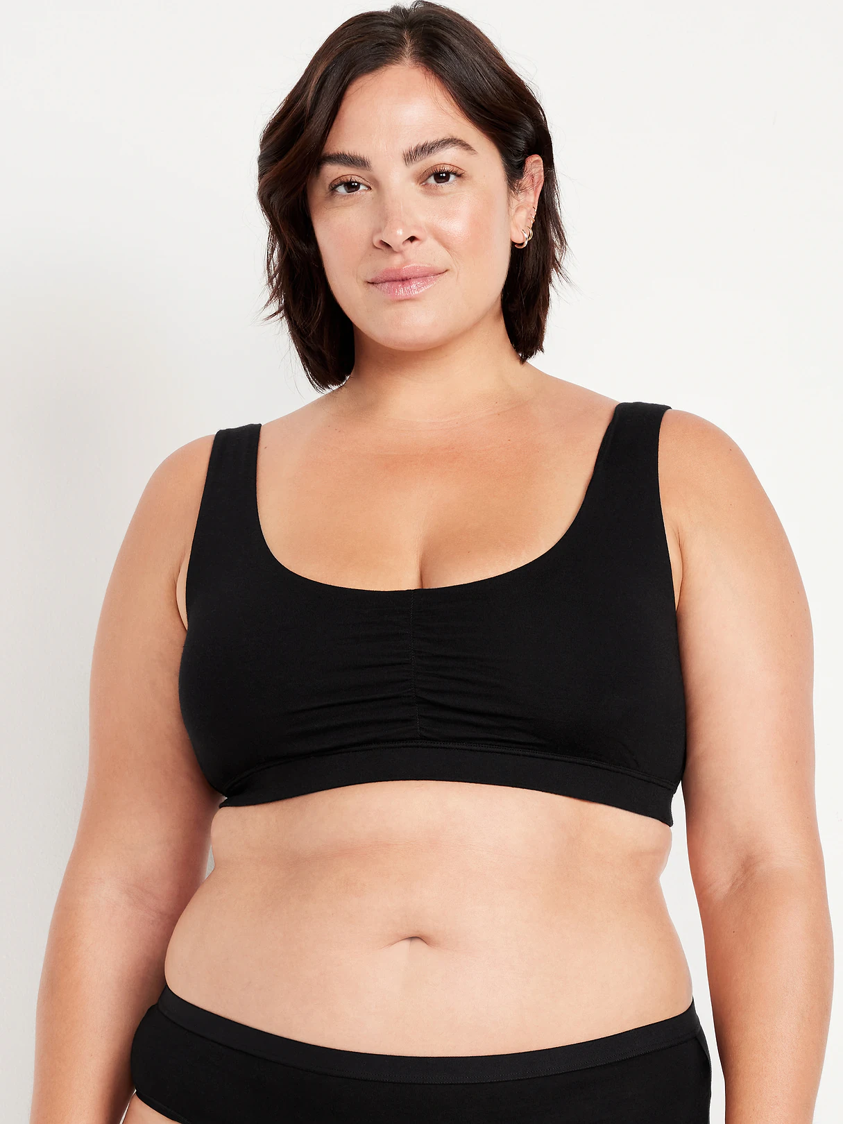 Ruched Cotton Bralette - Black Jack