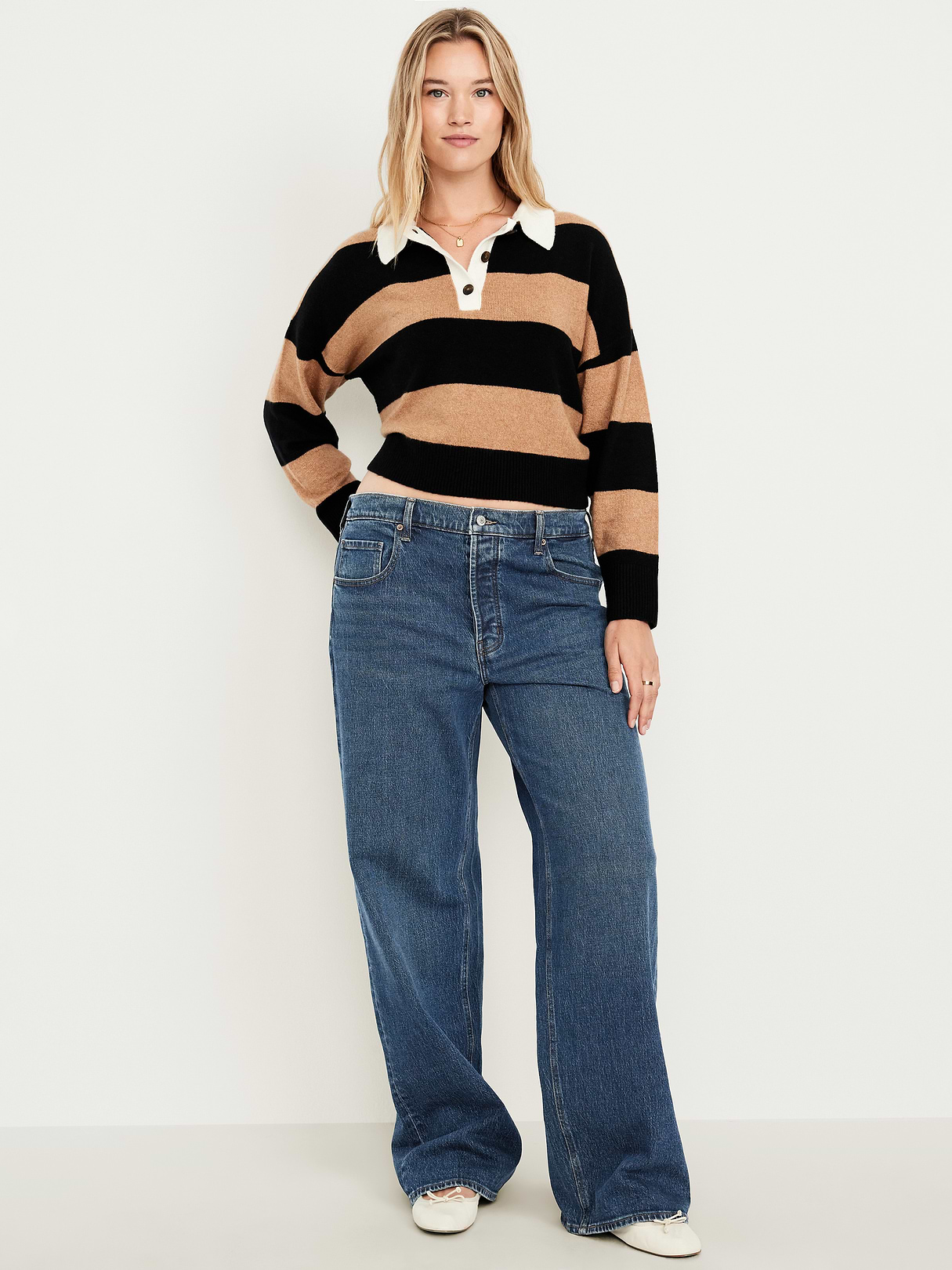 Mid-Rise Slouchy Wide-Leg Jeans - Dark Wash
