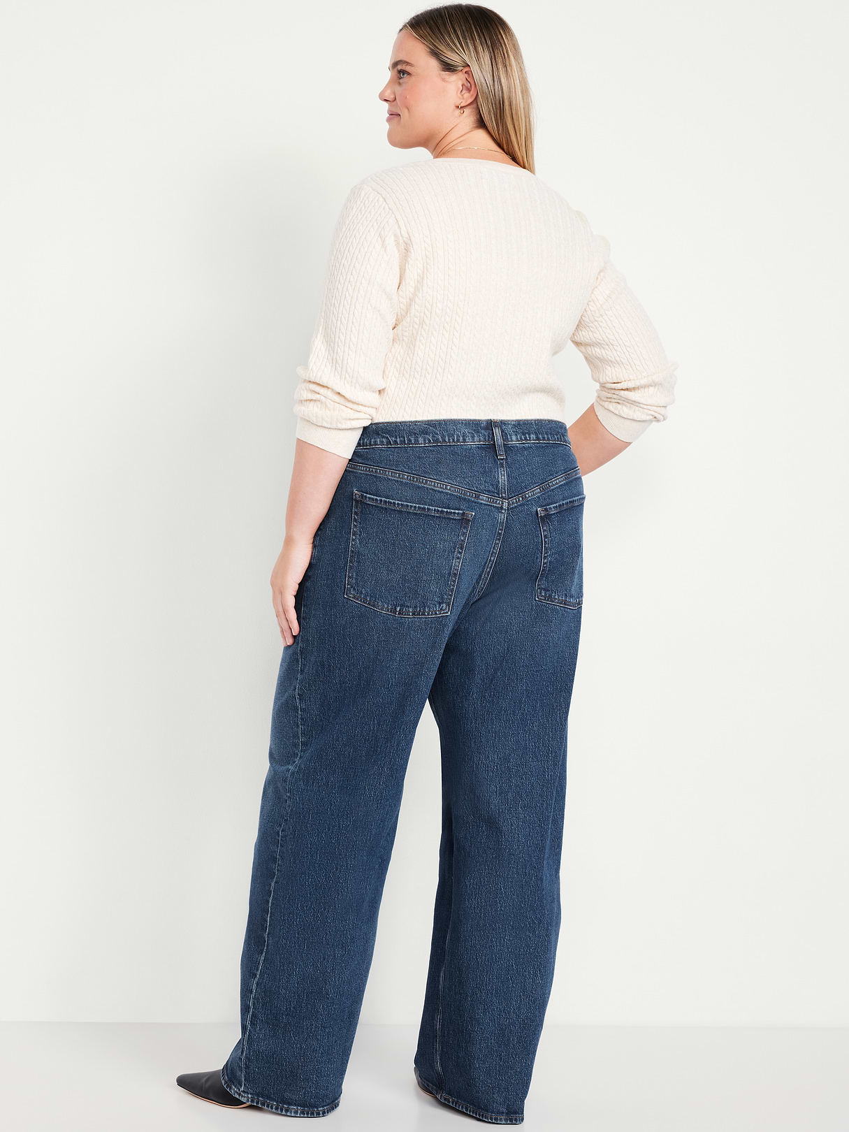 Mid-Rise Slouchy Wide-Leg Jeans - Dark Wash