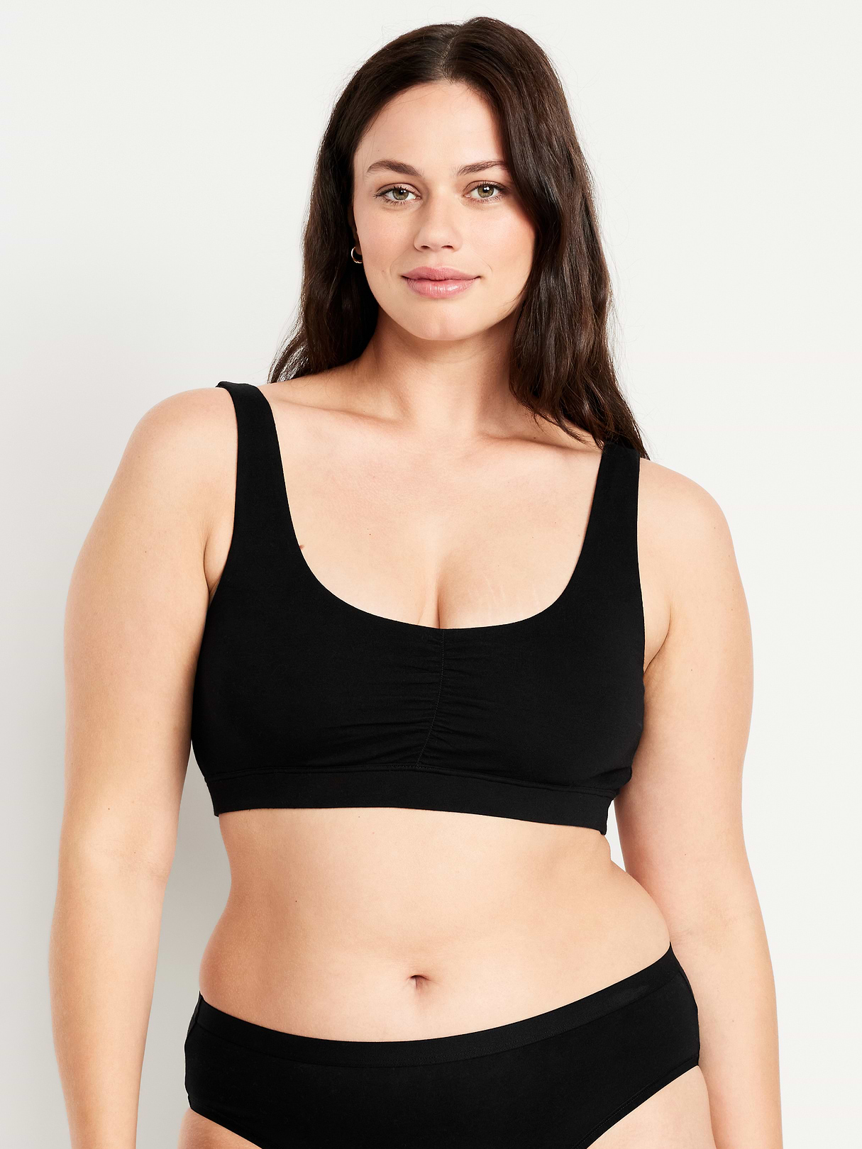 Ruched Cotton Bralette - Black Jack