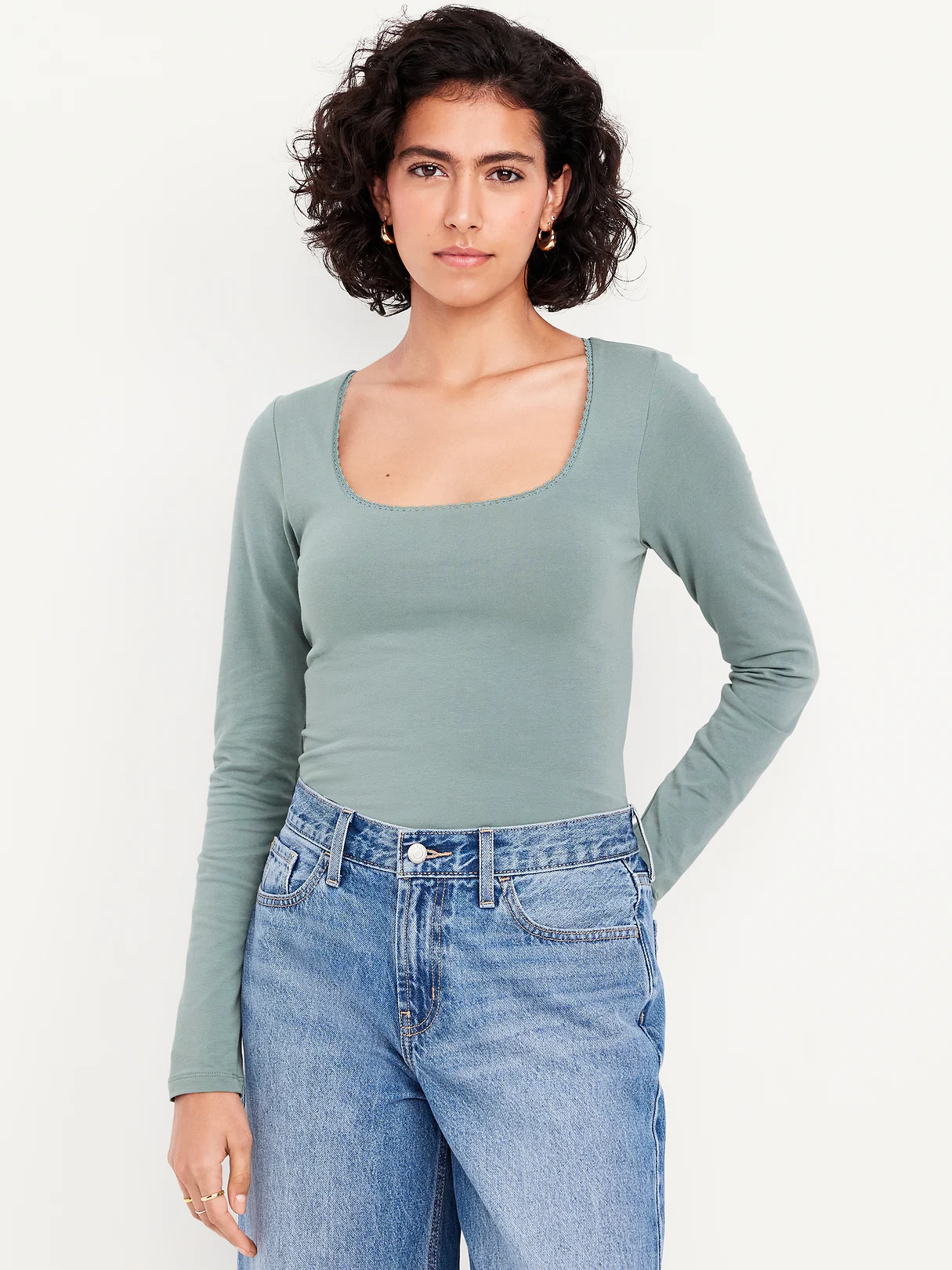 Fitted Double-Layer Scoop-Neck Top - UNDERWATER