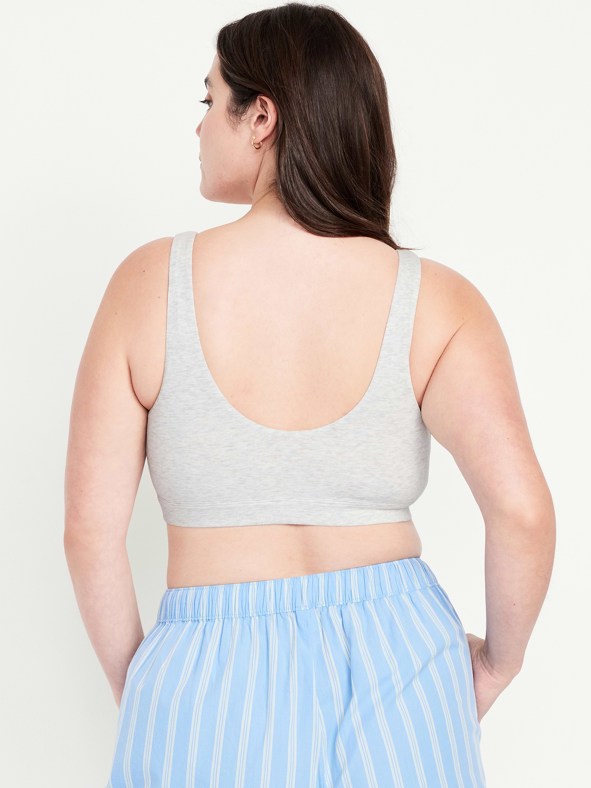 Ruched Cotton Bralette - Light Heather Gray