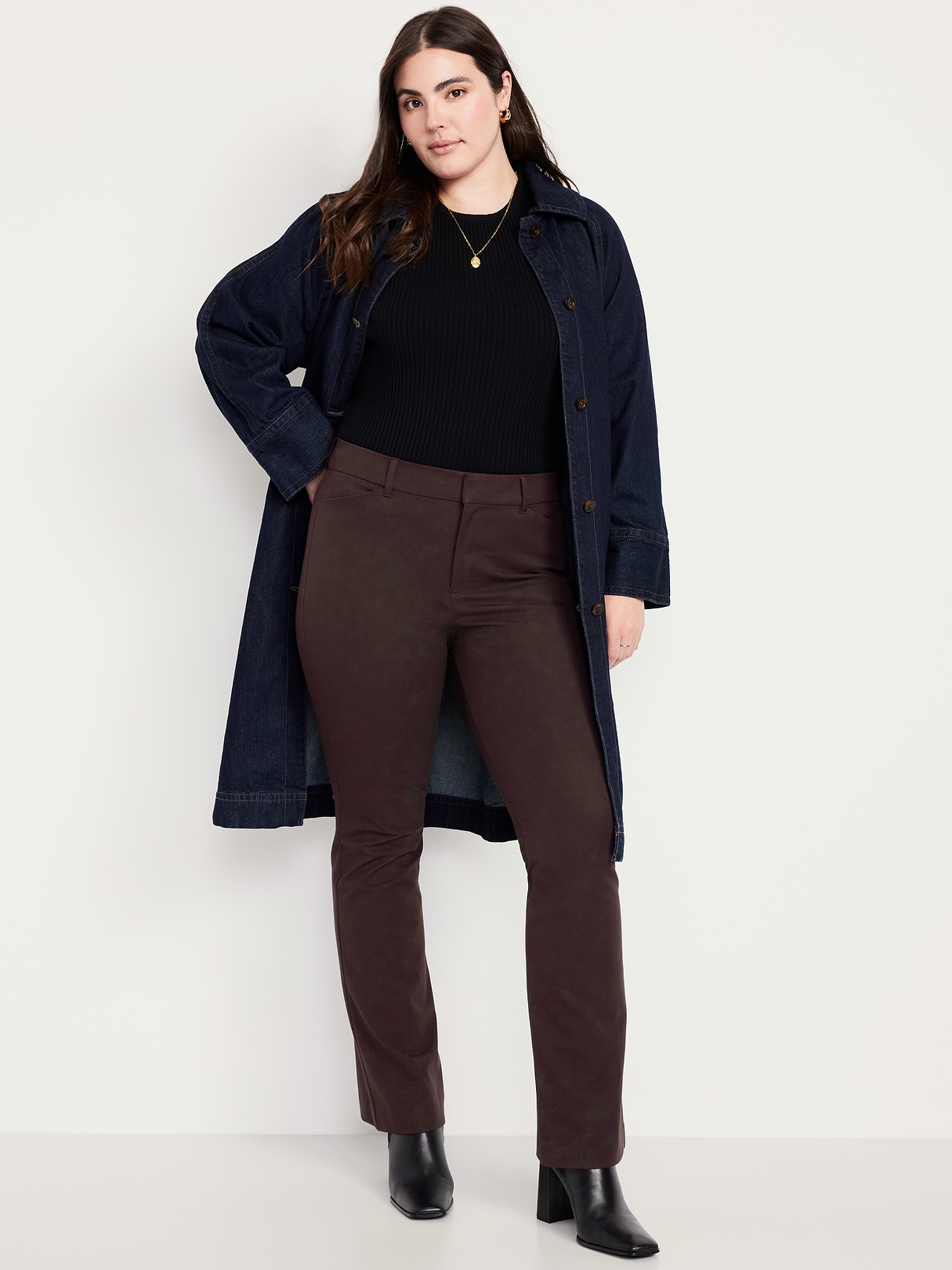 High-Waisted Pixie Flare Pants - Black Coffee
