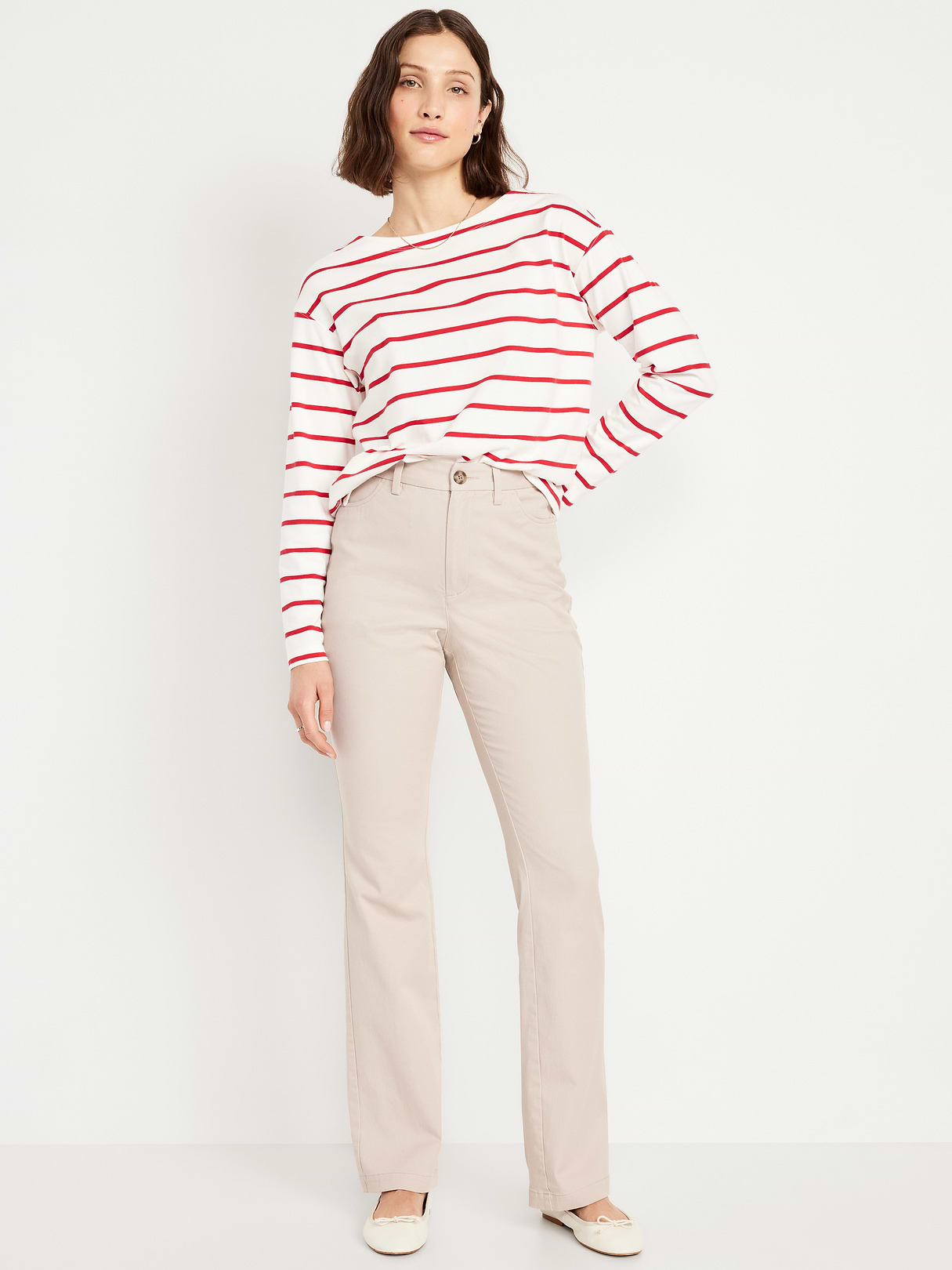 High-Waisted Uniform Boot-Cut Pants - A Stone's Throw