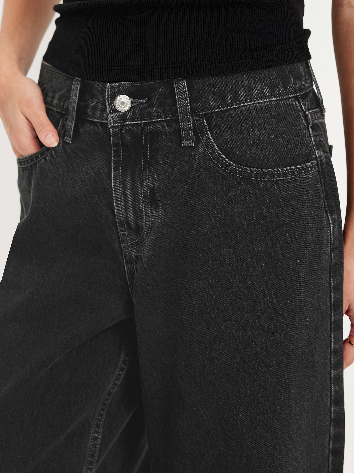 Mid-Rise Wow Baggy Wide-Leg Jeans - Licorice