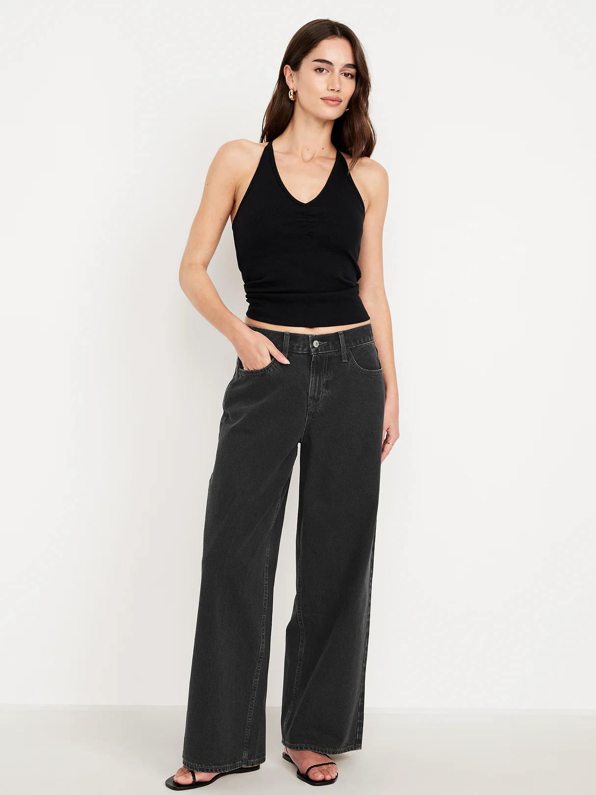 Mid-Rise Wow Baggy Wide-Leg Jeans - Licorice