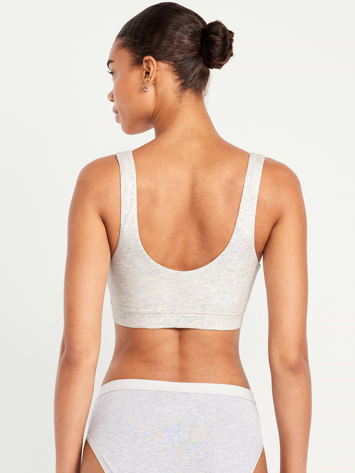 Ruched Cotton Bralette - Light Heather Gray