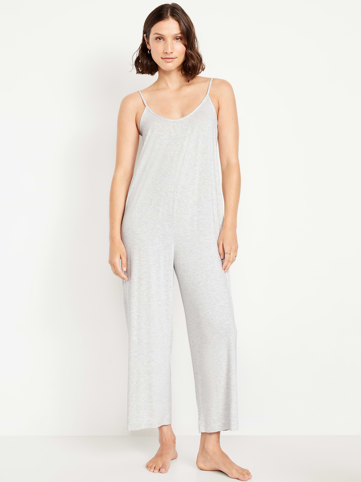 Sunday Sleep Knit Jersey Jumpsuit - Light Heather Gray