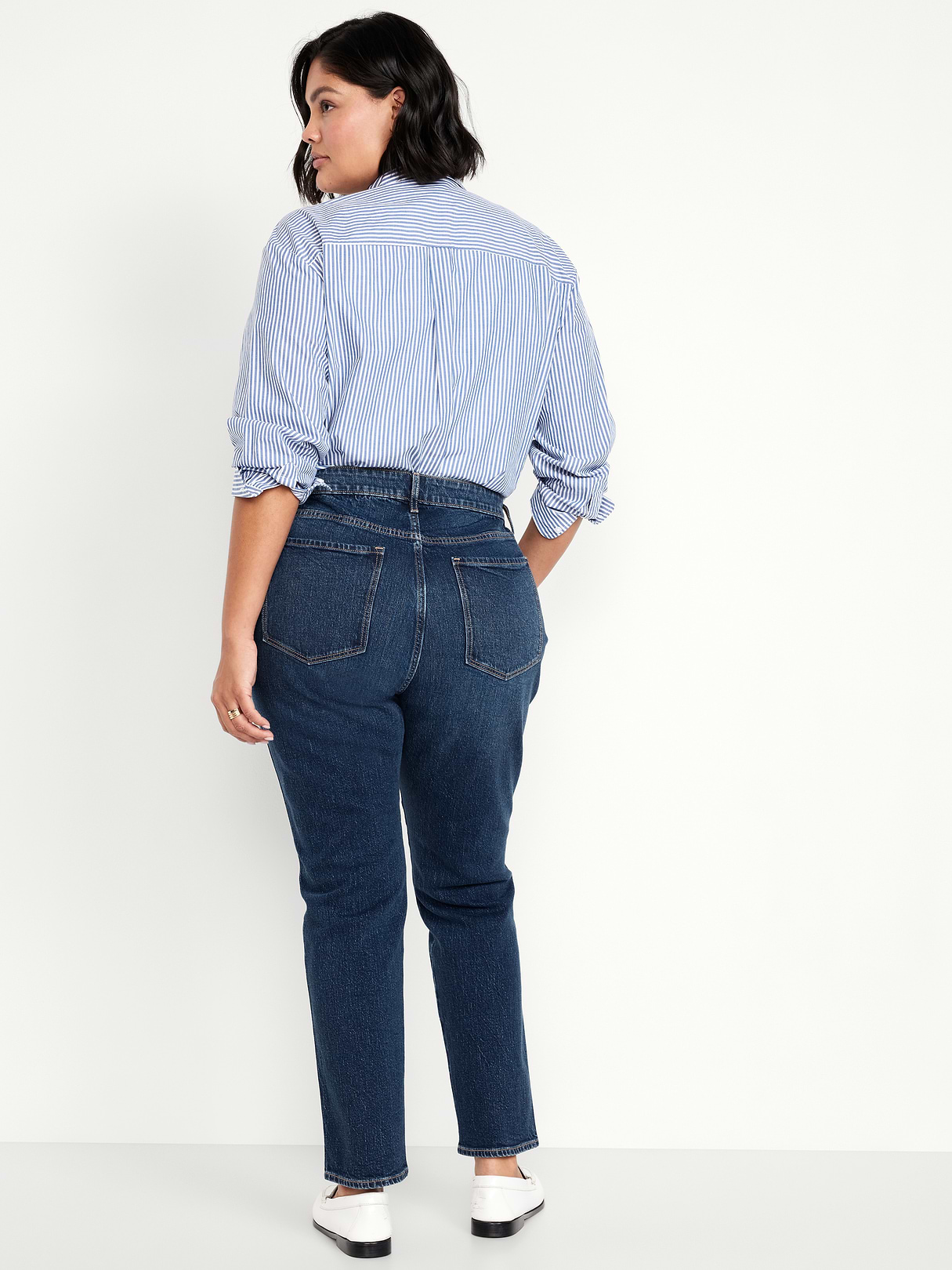 High-Waisted Vintage Slim Jeans - Dark Indigo