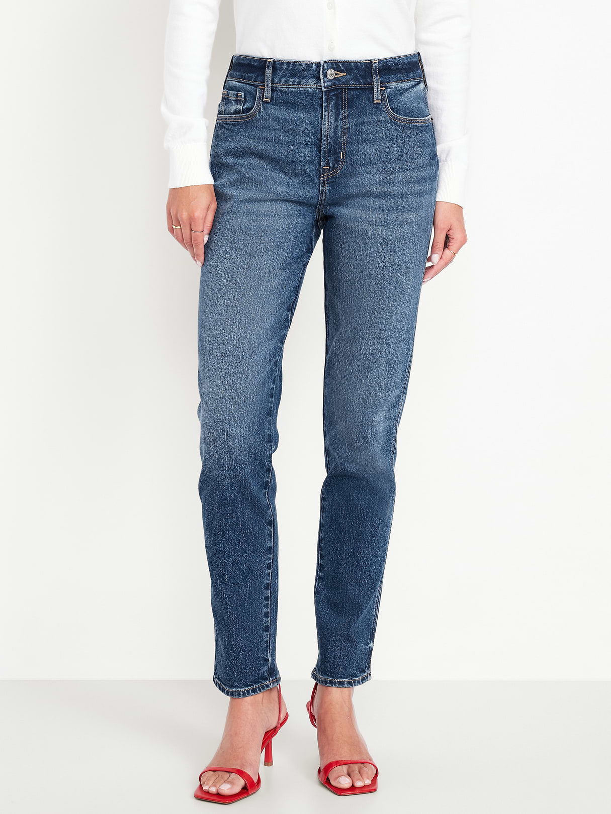 High-Waisted Vintage Slim Jeans - Medium Indigo