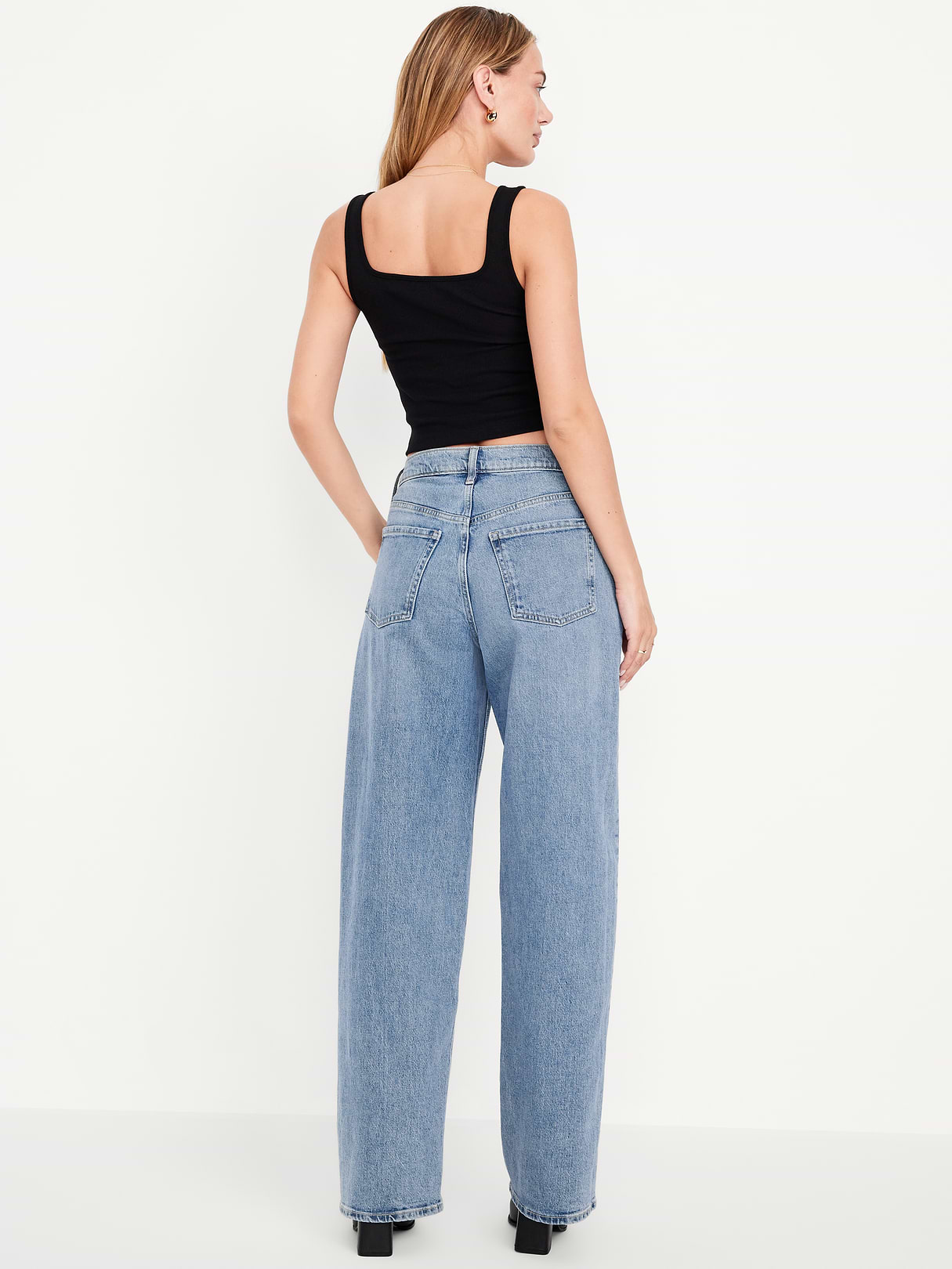 Mid-Rise Slouchy Wide-Leg Jeans - Medium Wash