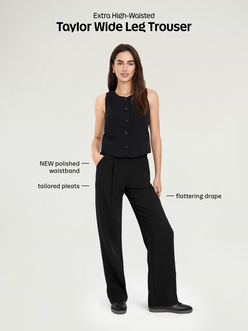 Extra High-Waisted Taylor Wide-Leg Trouser Pants - Light Gray