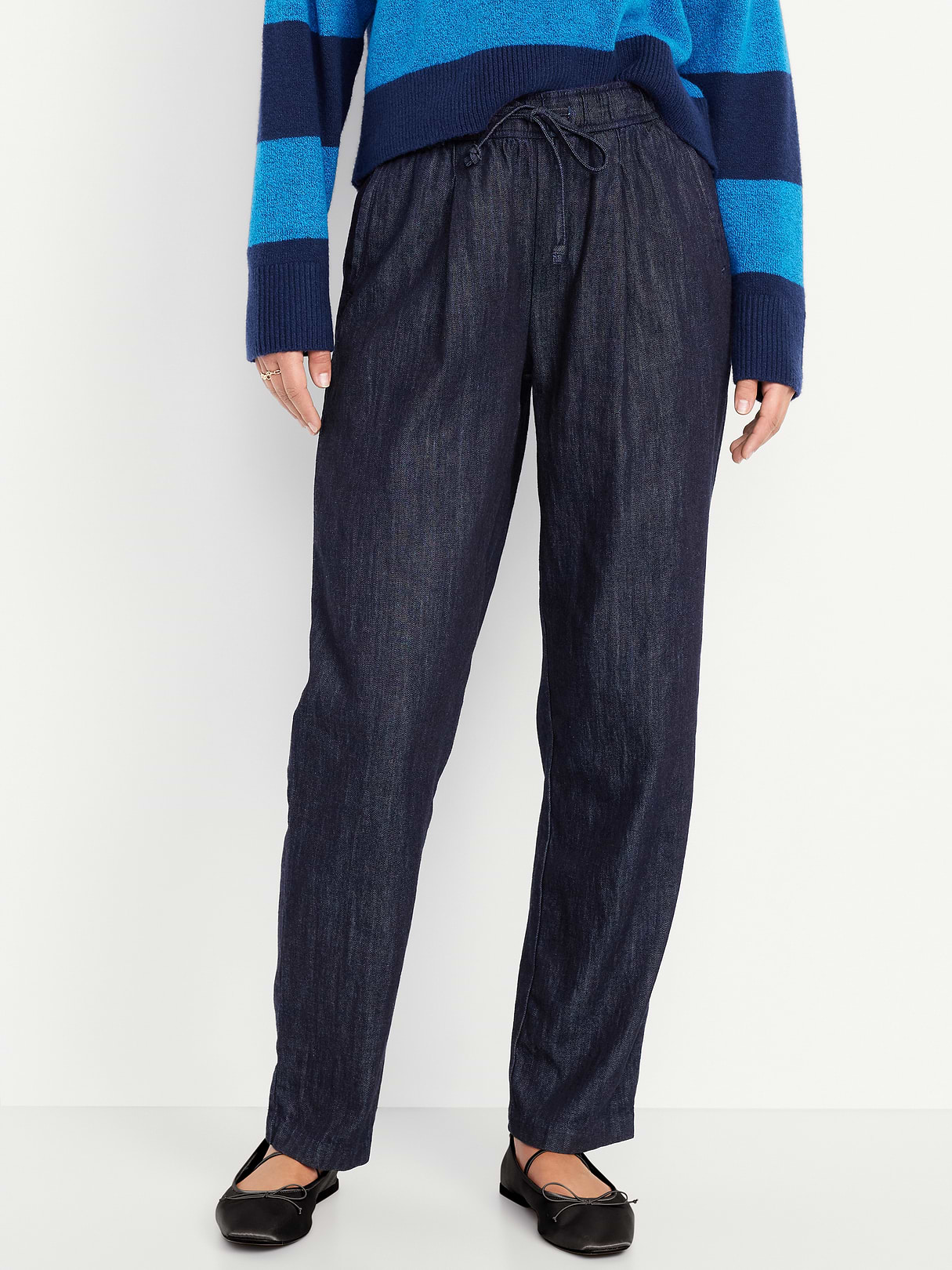 High-Waisted Billie Straight Ankle Trouser - Dark Rinse
