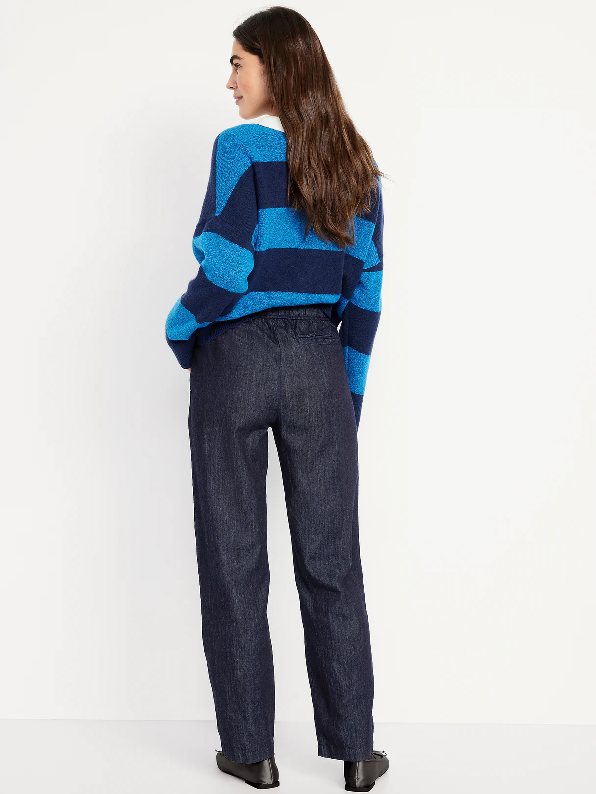 High-Waisted Billie Straight Ankle Trouser - Dark Rinse