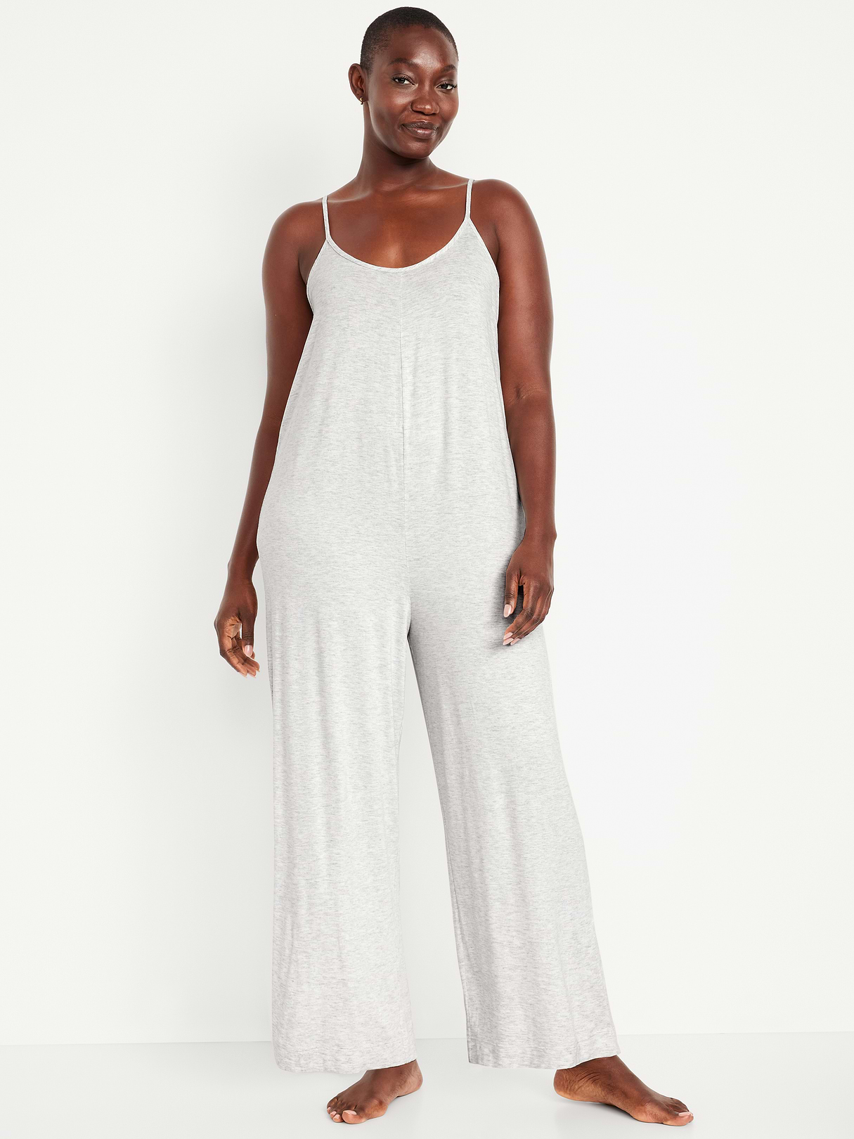 Sunday Sleep Knit Jersey Jumpsuit - Light Heather Gray