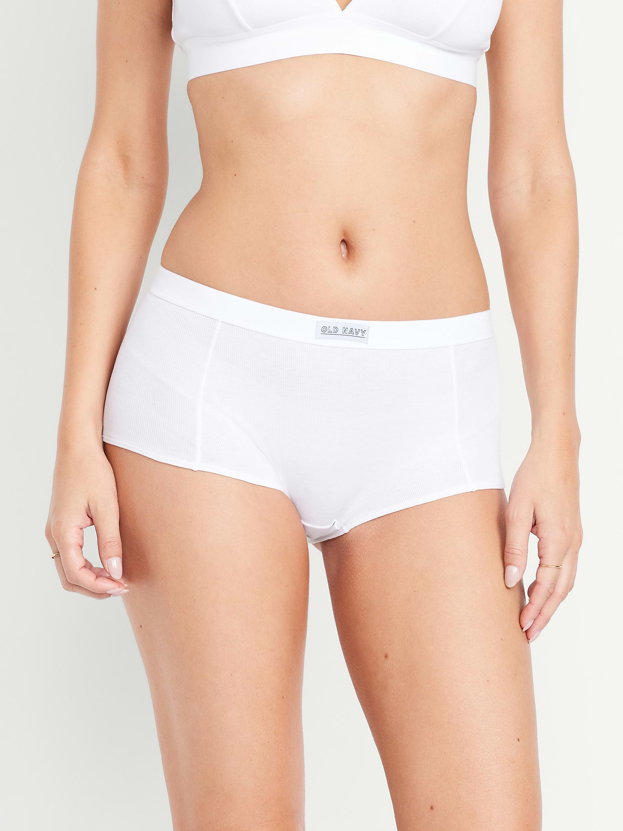 Ribbed Hipster Underwear - White Lilies