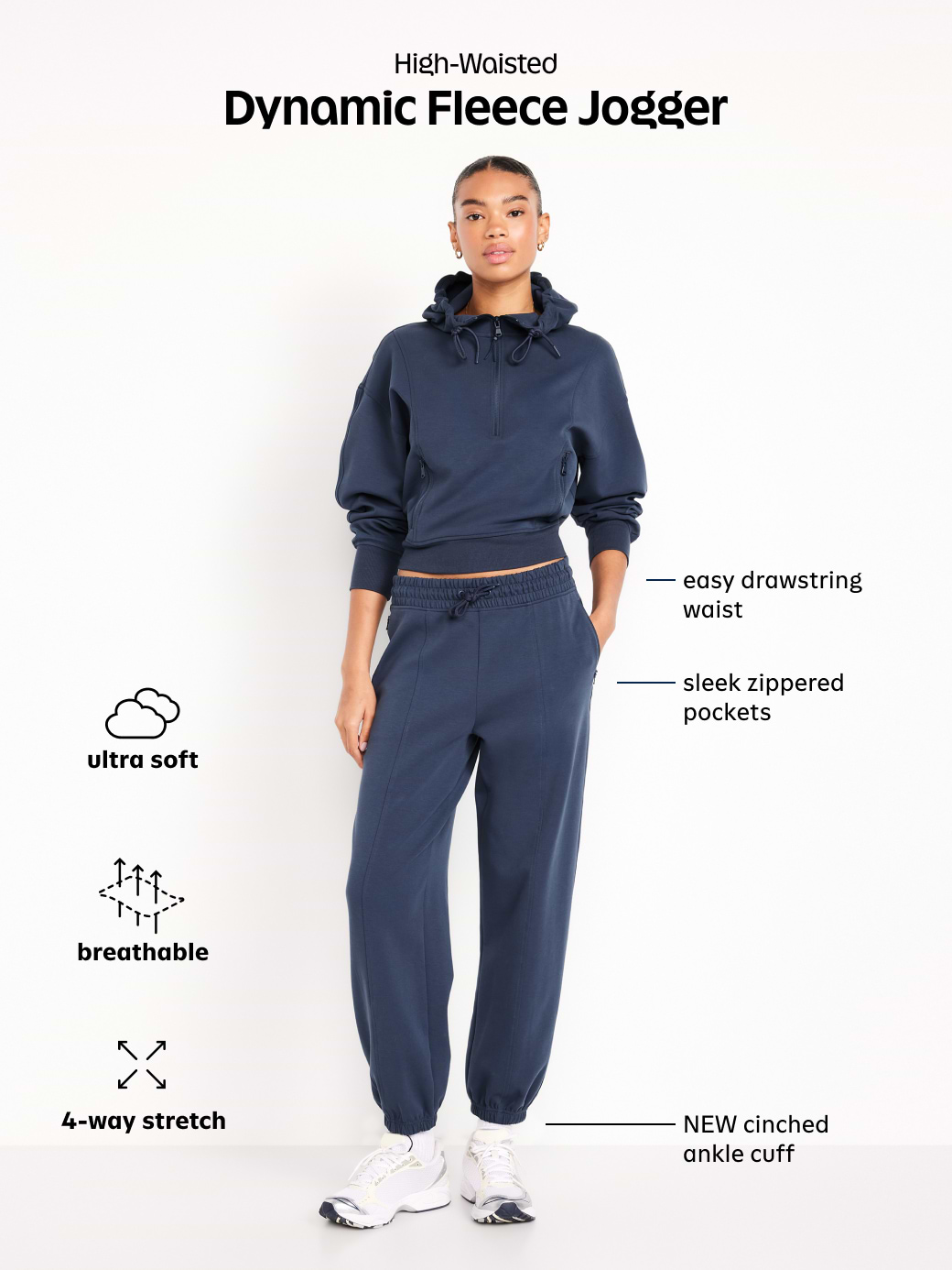 High-Waisted Dynamic Fleece Sweatpants - Dusk Navy