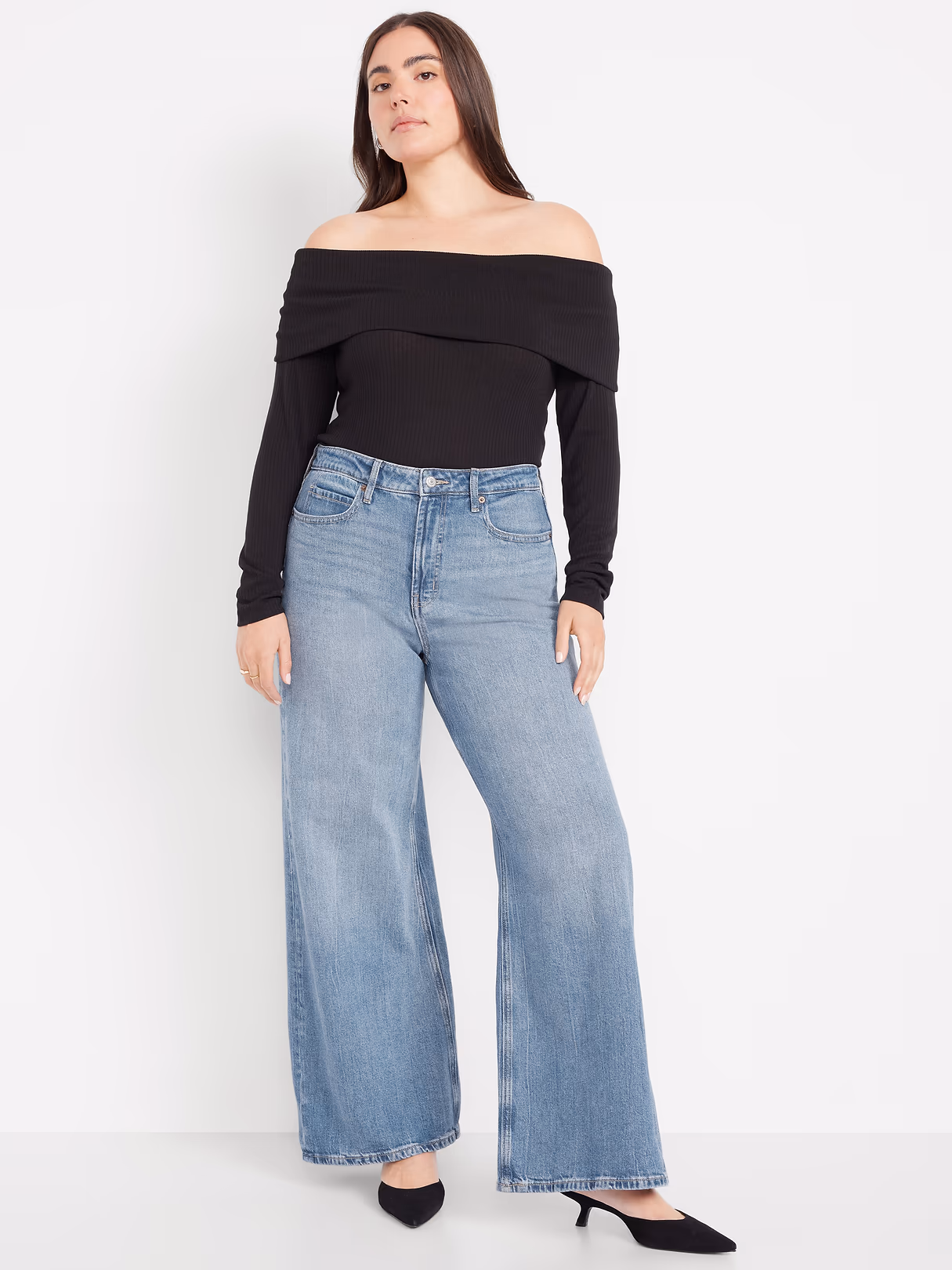 Extra High-Waisted Super Wide-Leg Jeans - Medium Wash