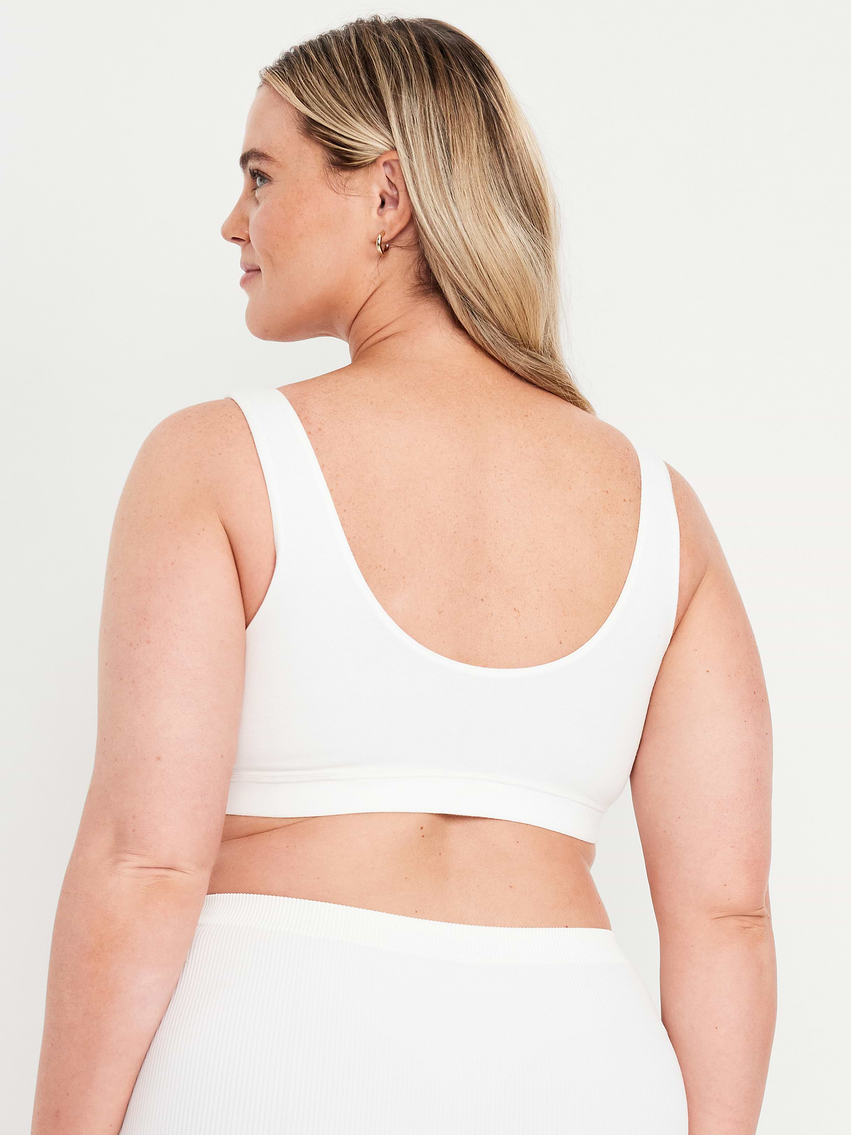 Ruched Cotton Bralette - White Lilies