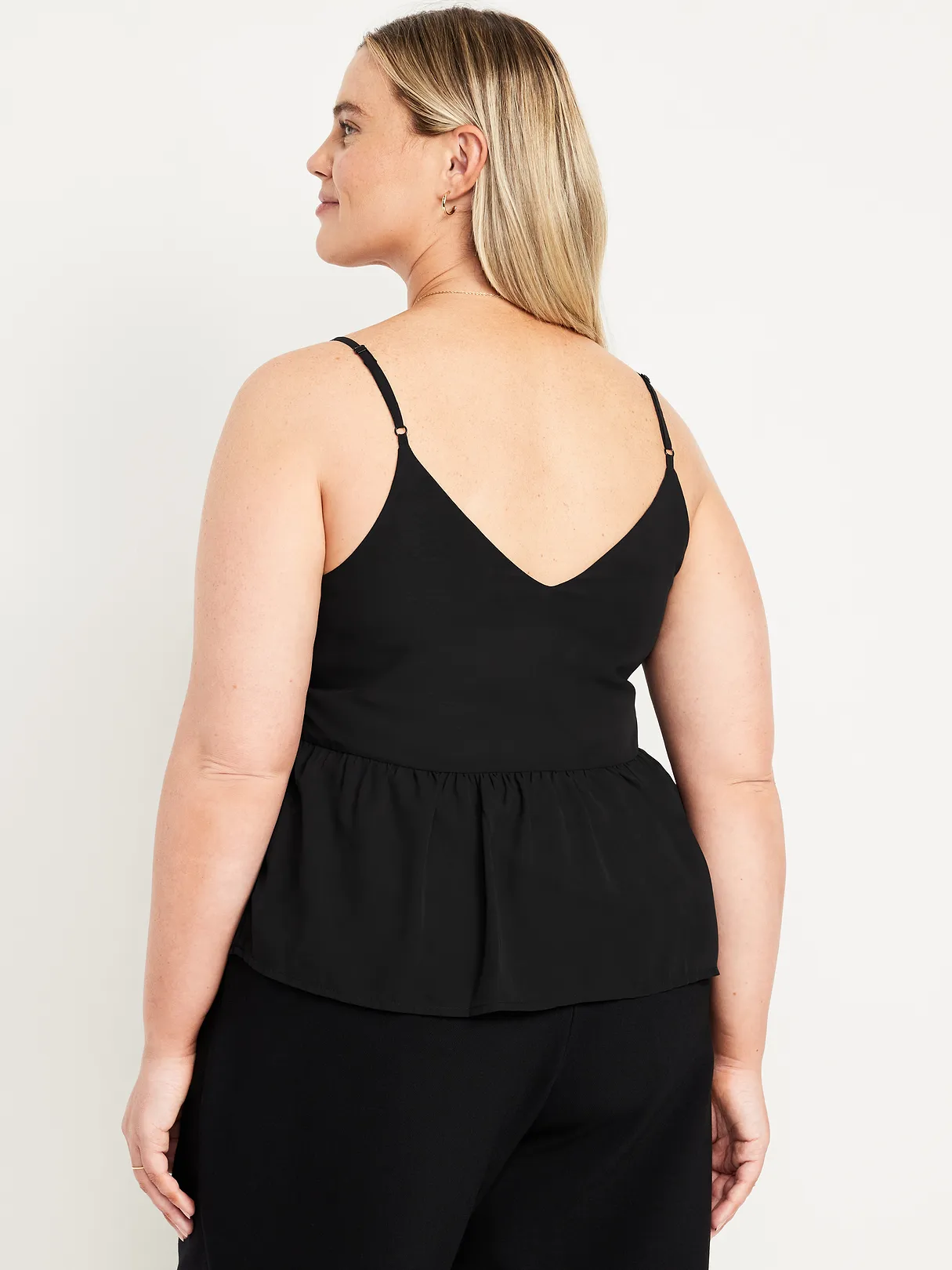 Embellished Cami Peplum Top - Black Jack