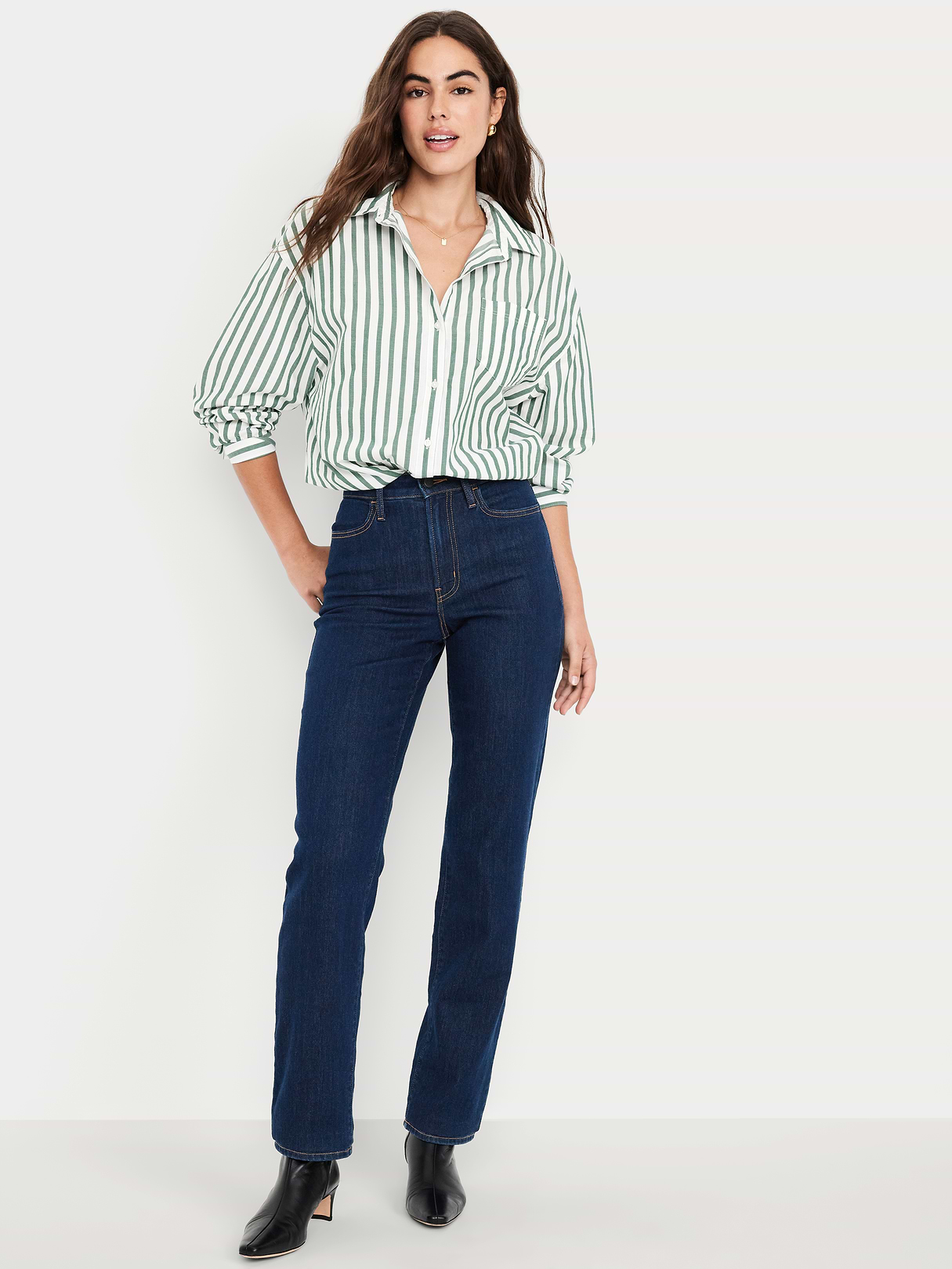 High-Waisted Wow Loose Jeans - Dark Wash