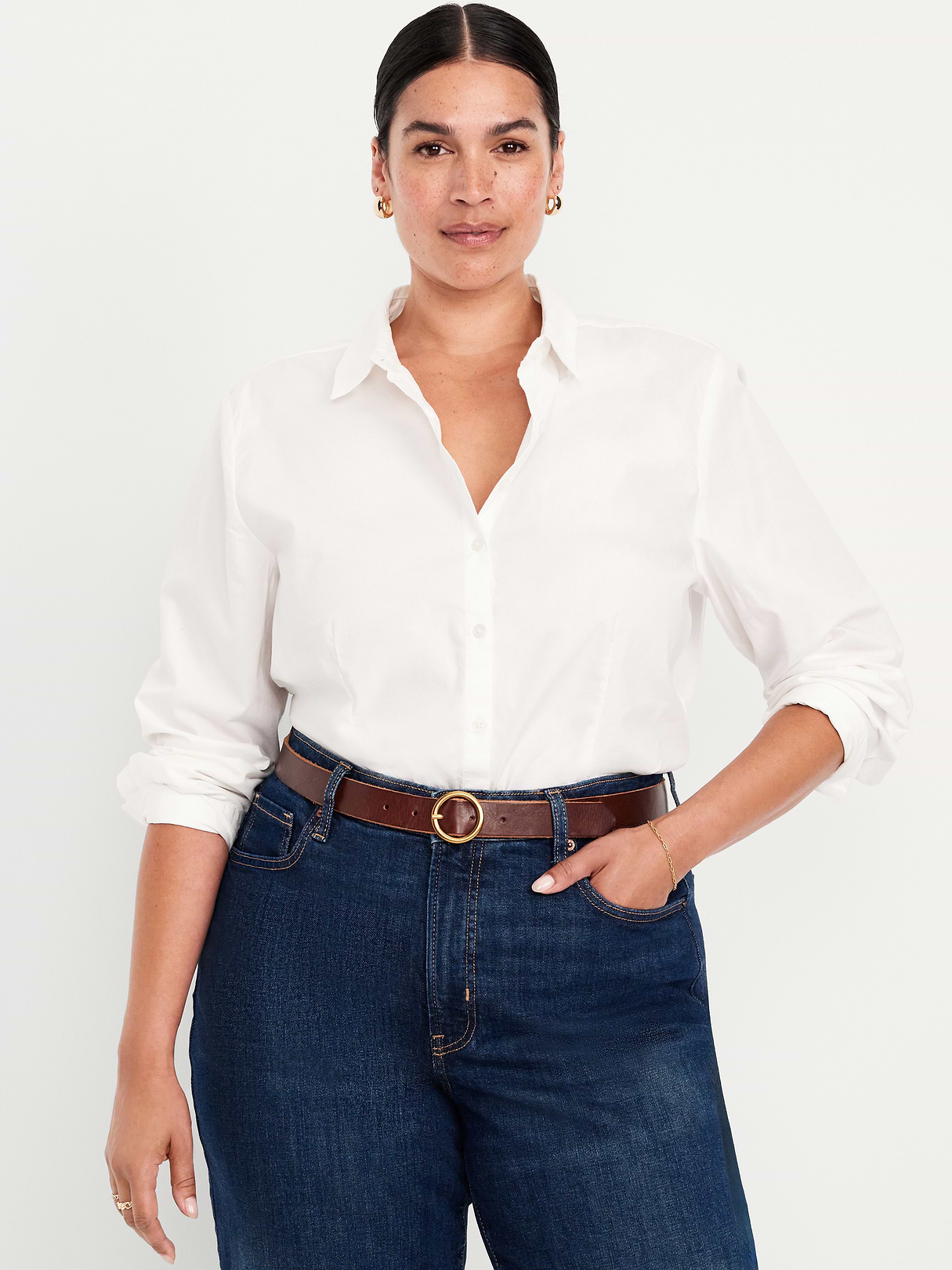 Slim Button-Down Shirt - White Lilies