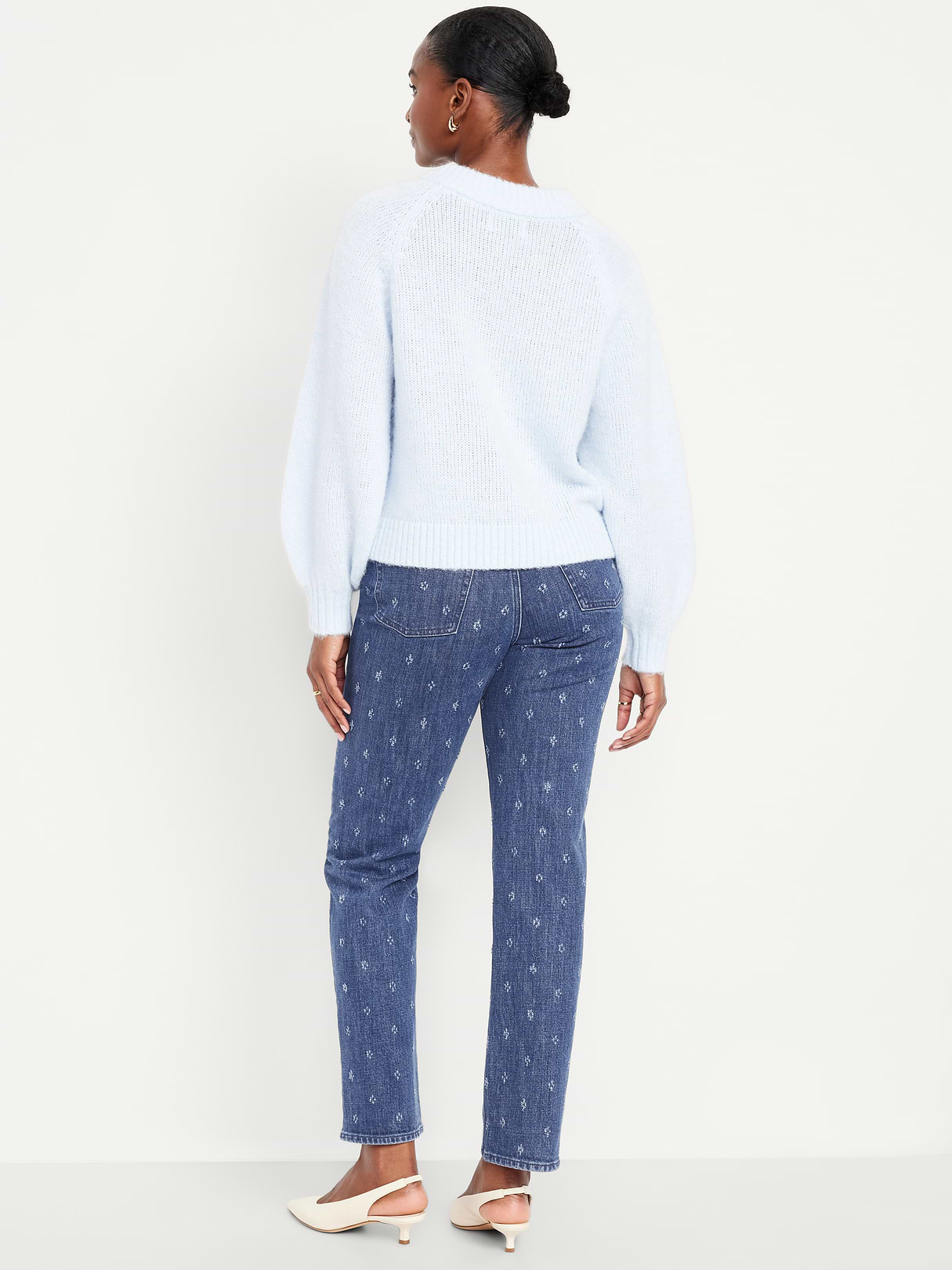 Curvy Extra High-Waisted Straight Jeans - Textured Dark Wash