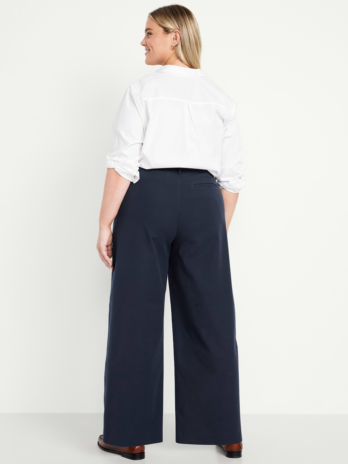 High-Waisted Pull-On Pixie Wide Leg Pants - In the Navy