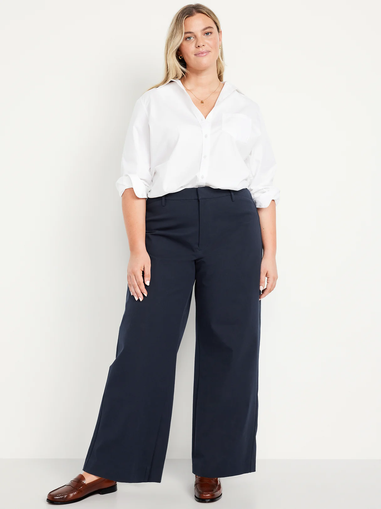 High-Waisted Pull-On Pixie Wide Leg Pants - In the Navy