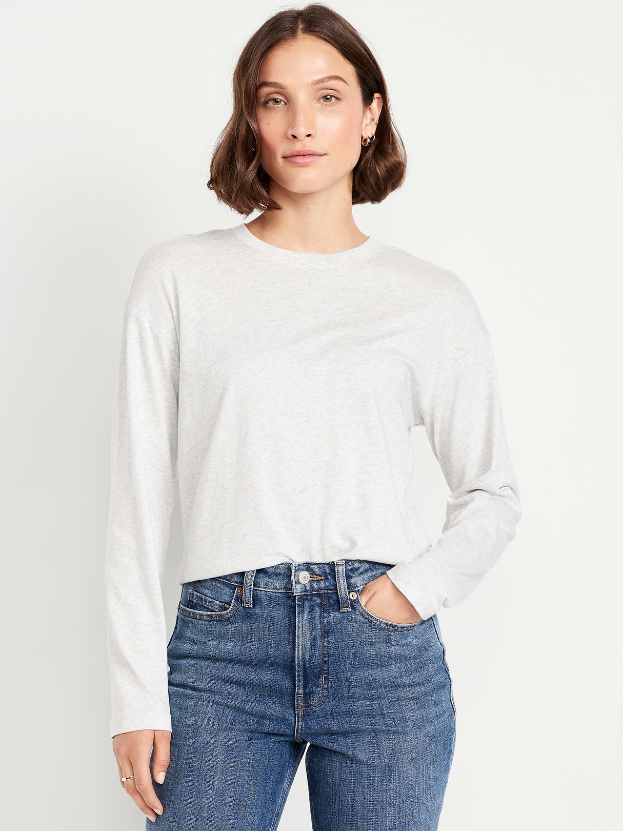 Vintage Crew-Neck Long-Sleeve T-Shirt - Light Heather Gray