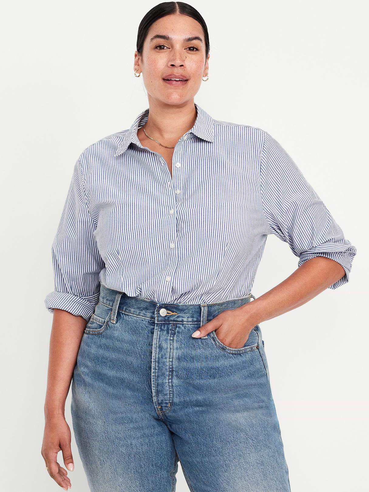 Slim Button-Down Shirt - Blue Stripe