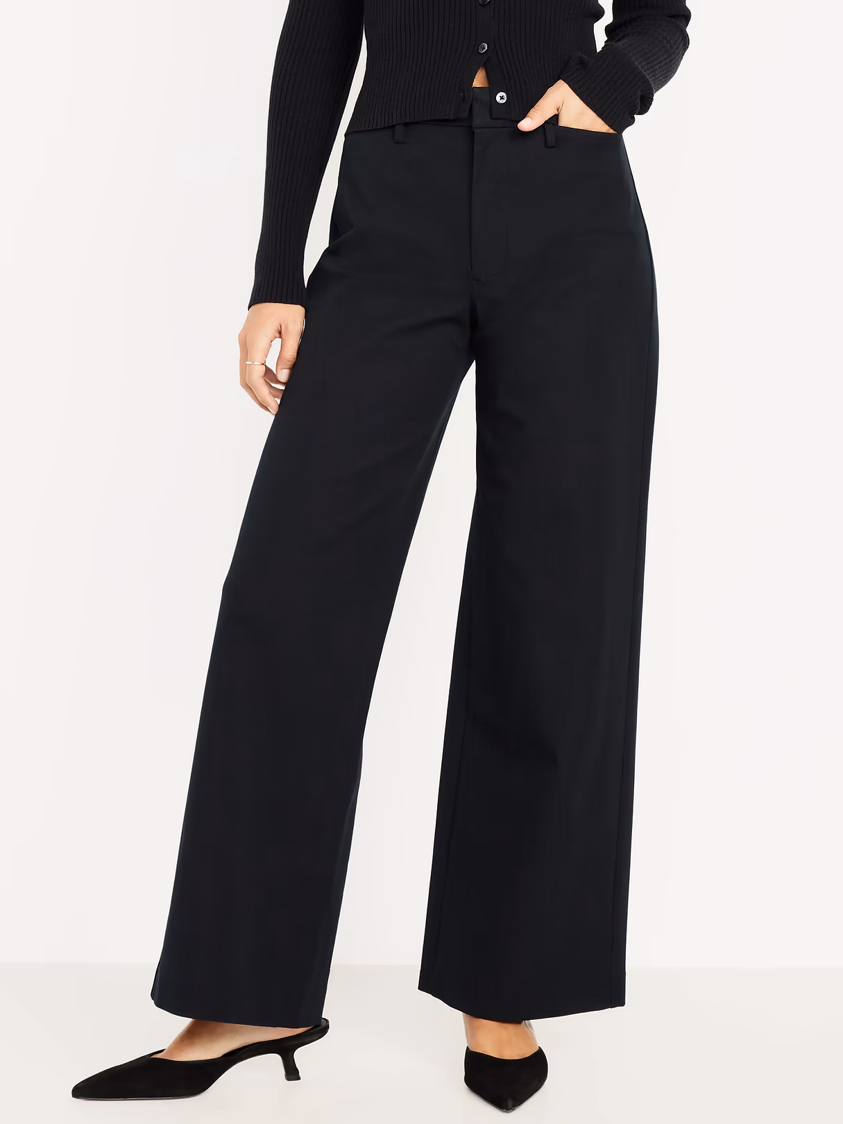 High-Waisted Pull-On Pixie Wide Leg Pants - Black Jack