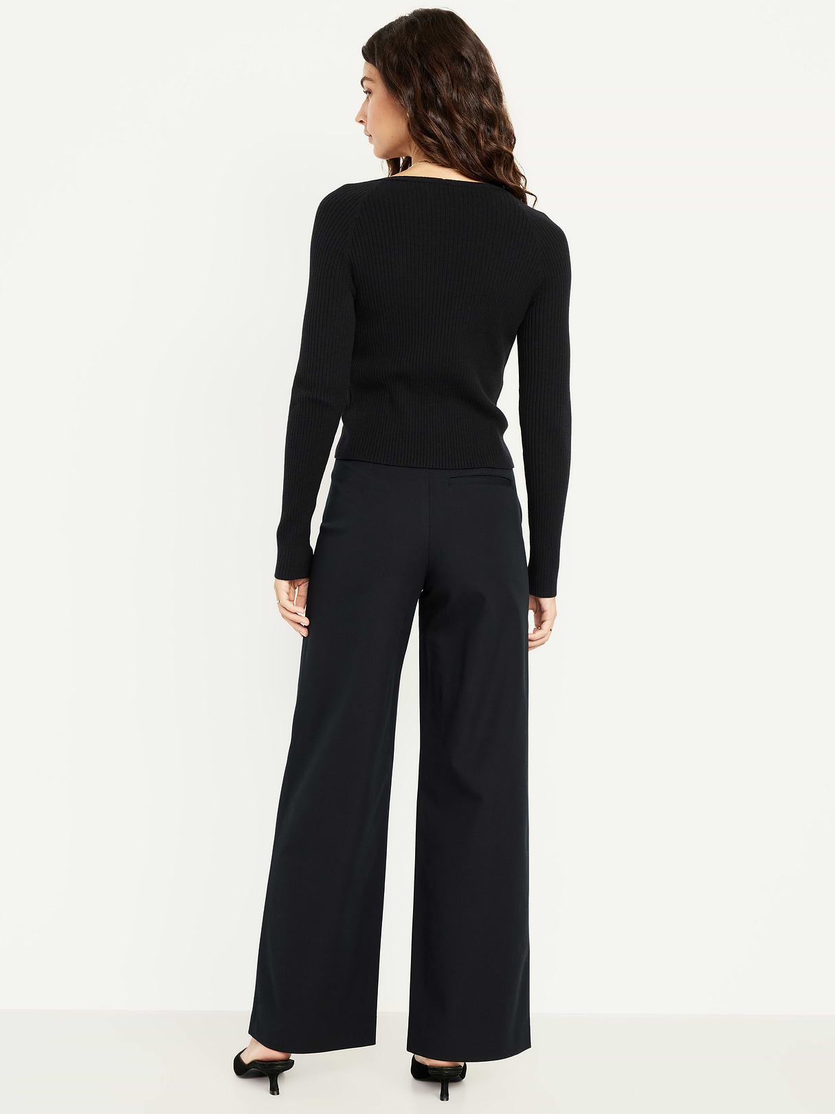 High-Waisted Pull-On Pixie Wide Leg Pants - Black Jack