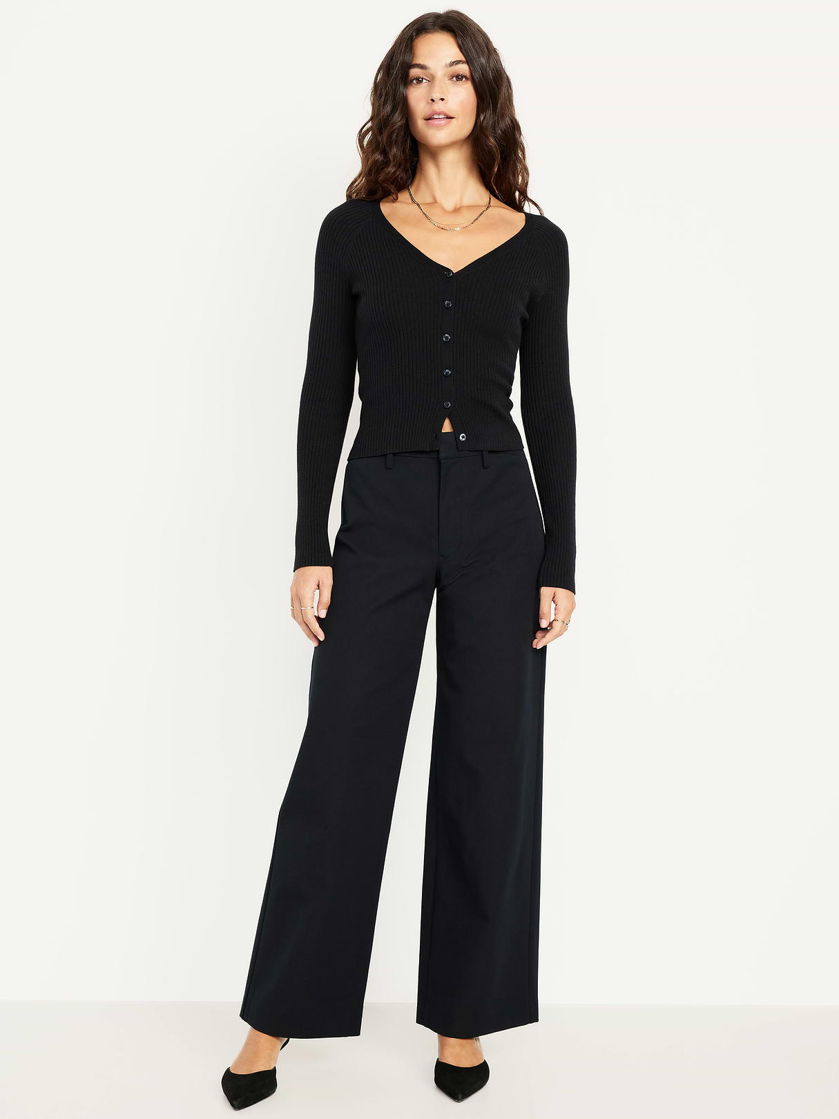 High-Waisted Pull-On Pixie Wide Leg Pants - Black Jack