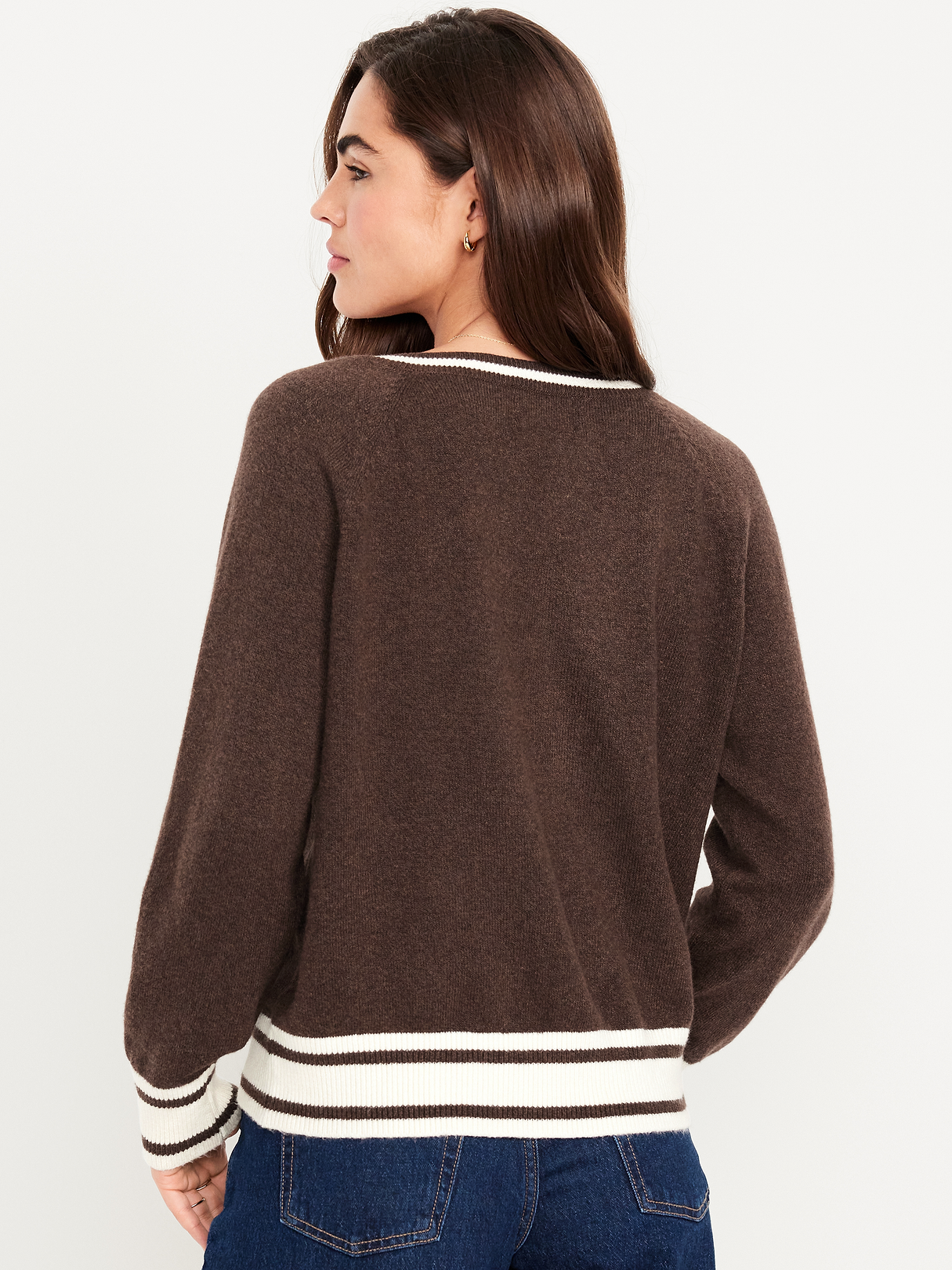 SoSoft Loose V-Neck Sweater - Earthen/Cream