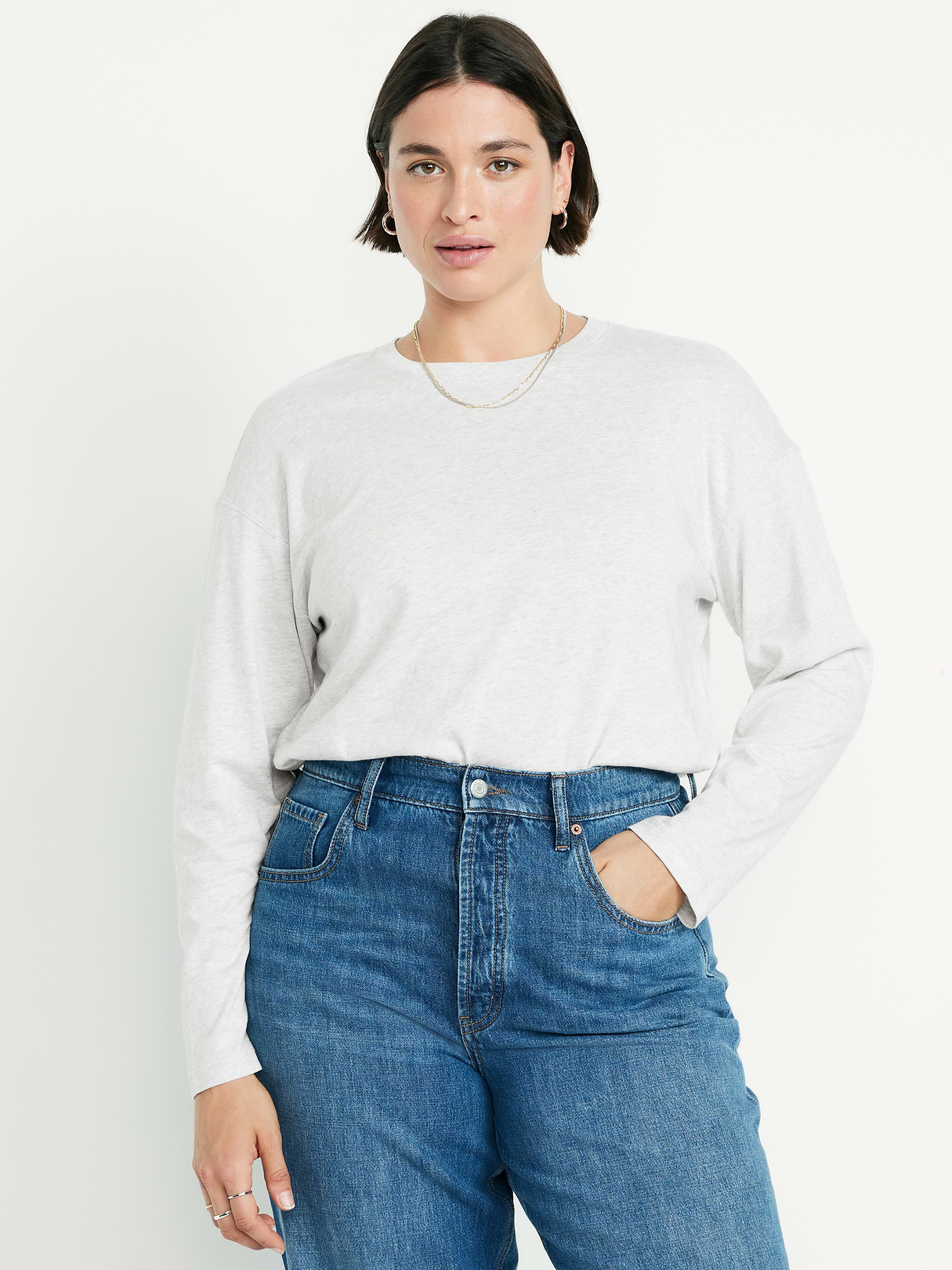 Vintage Crew-Neck Long-Sleeve T-Shirt - Light Heather Gray