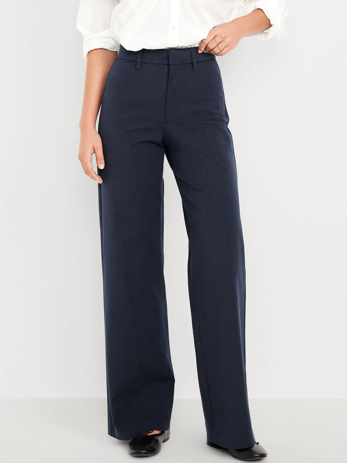High-Waisted Pull-On Pixie Wide Leg Pants - In the Navy