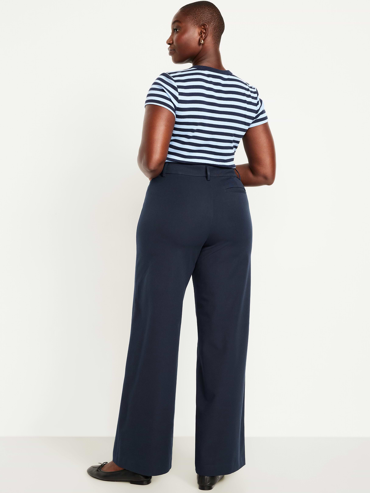 High-Waisted Pull-On Pixie Wide Leg Pants - In the Navy