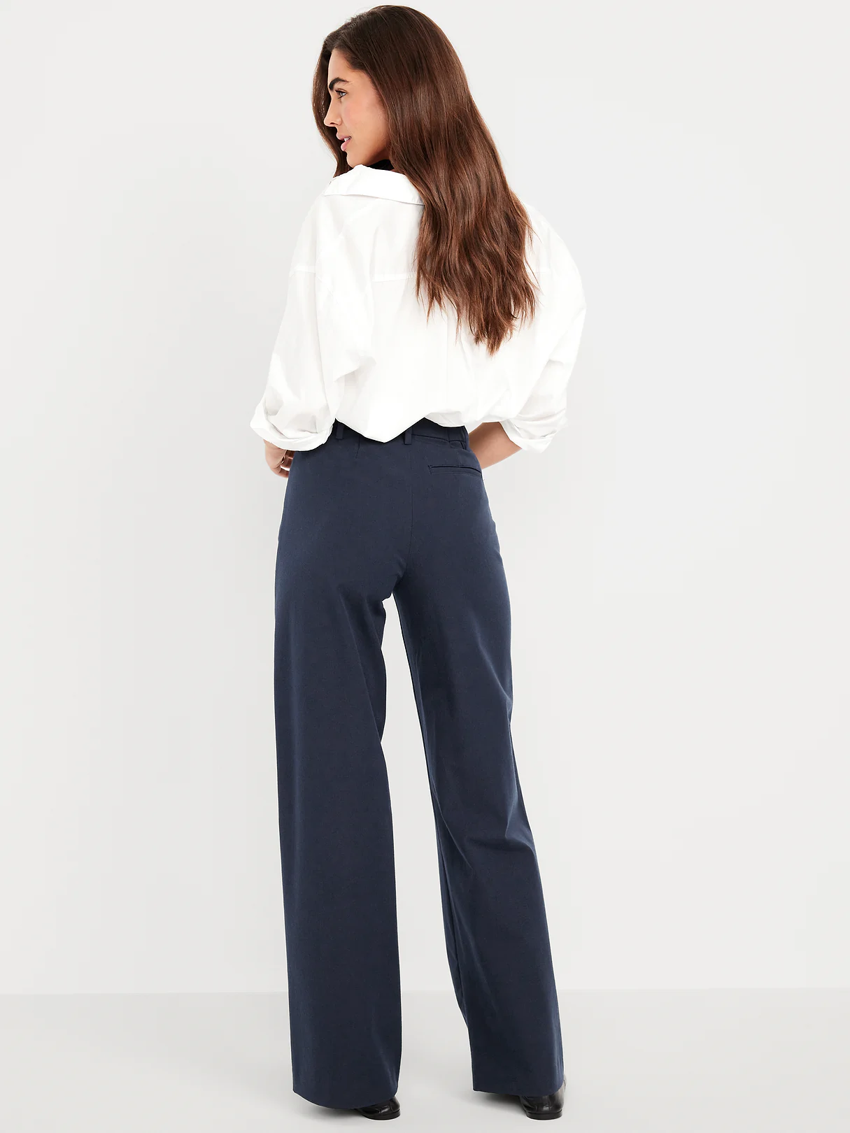 High-Waisted Pull-On Pixie Wide Leg Pants - In the Navy
