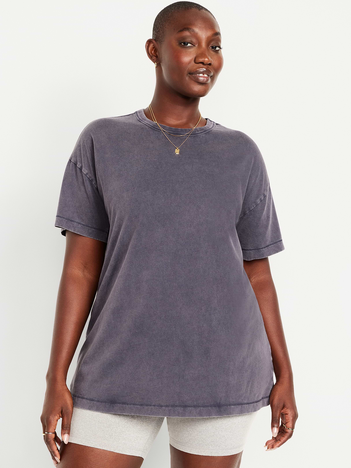 Oversized EveryWear Tunic T-Shirt - Navy Blue