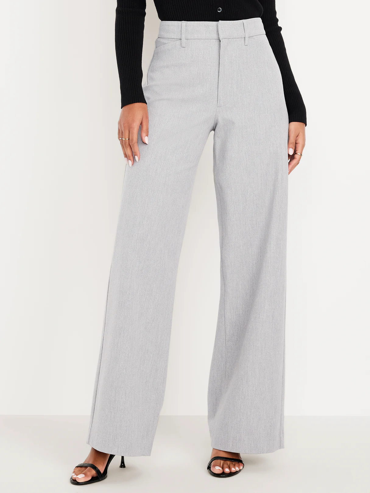 High-Waisted Pull-On Pixie Wide Leg Pants - Light Heather Gray
