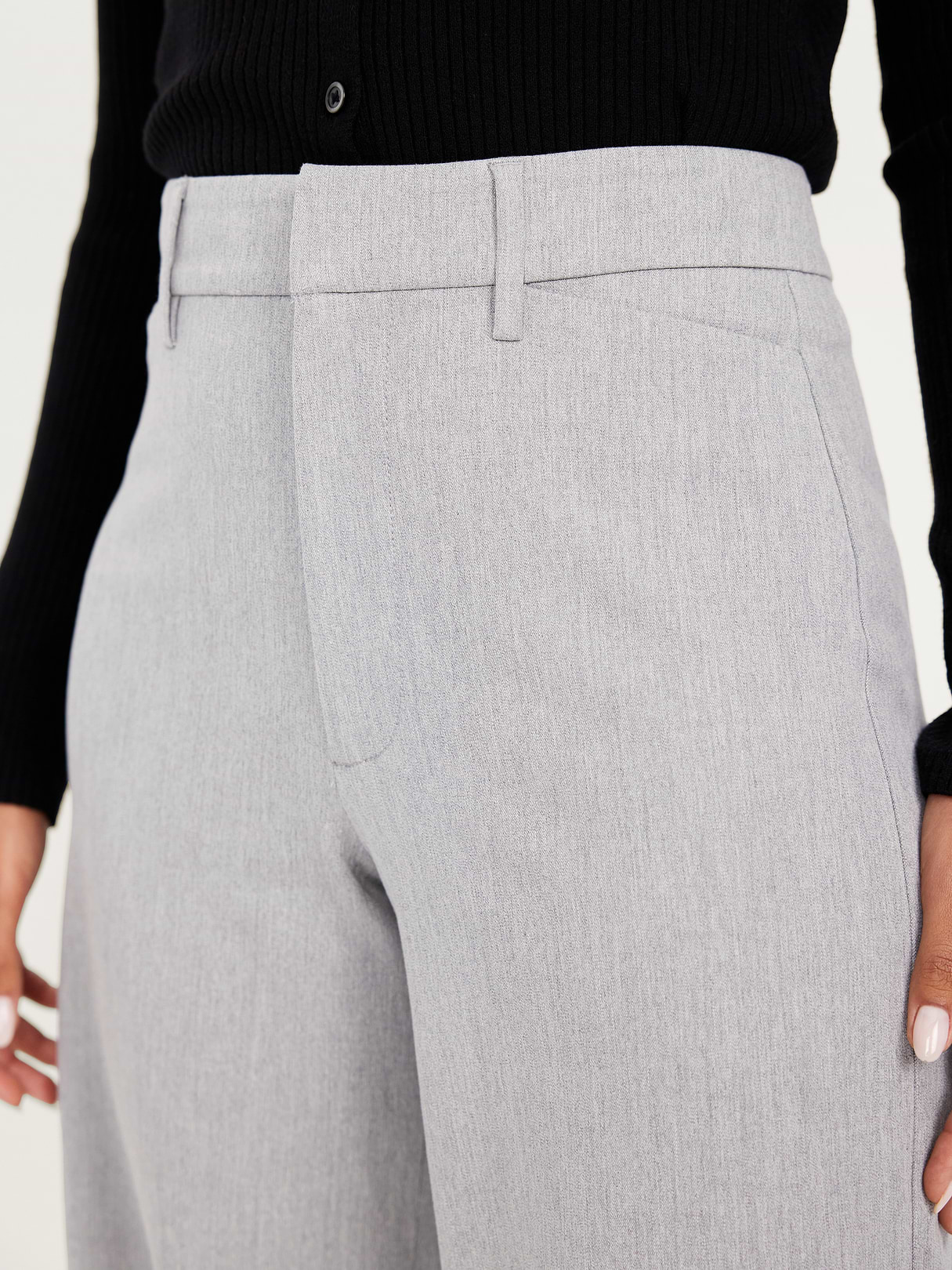 High-Waisted Pull-On Pixie Wide Leg Pants - Light Heather Gray