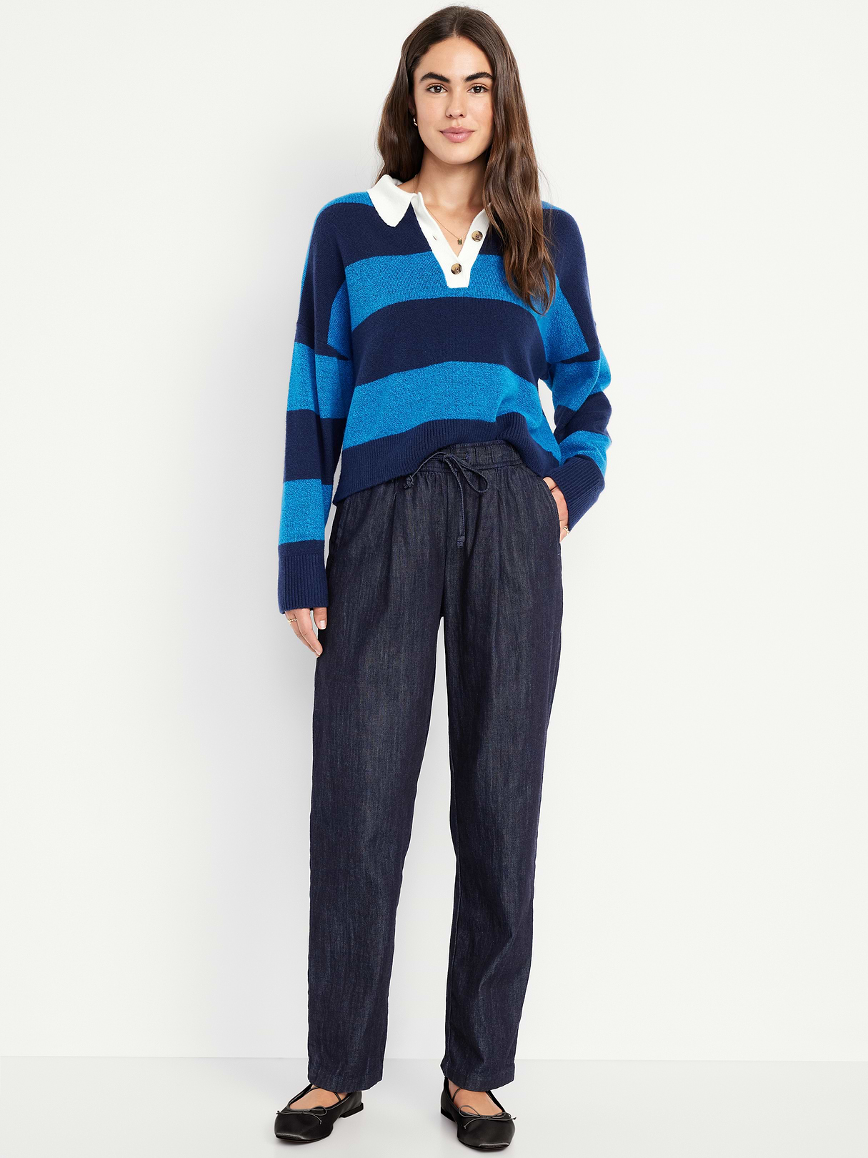 High-Waisted Billie Straight Ankle Trouser - Dark Rinse