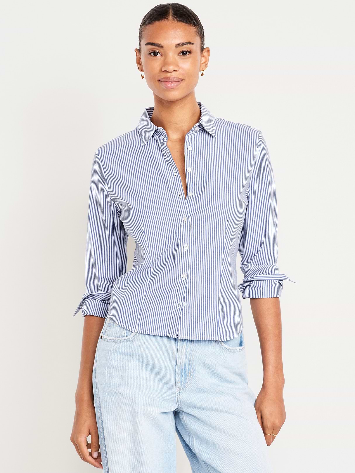 Slim Button-Down Shirt - Blue Stripe