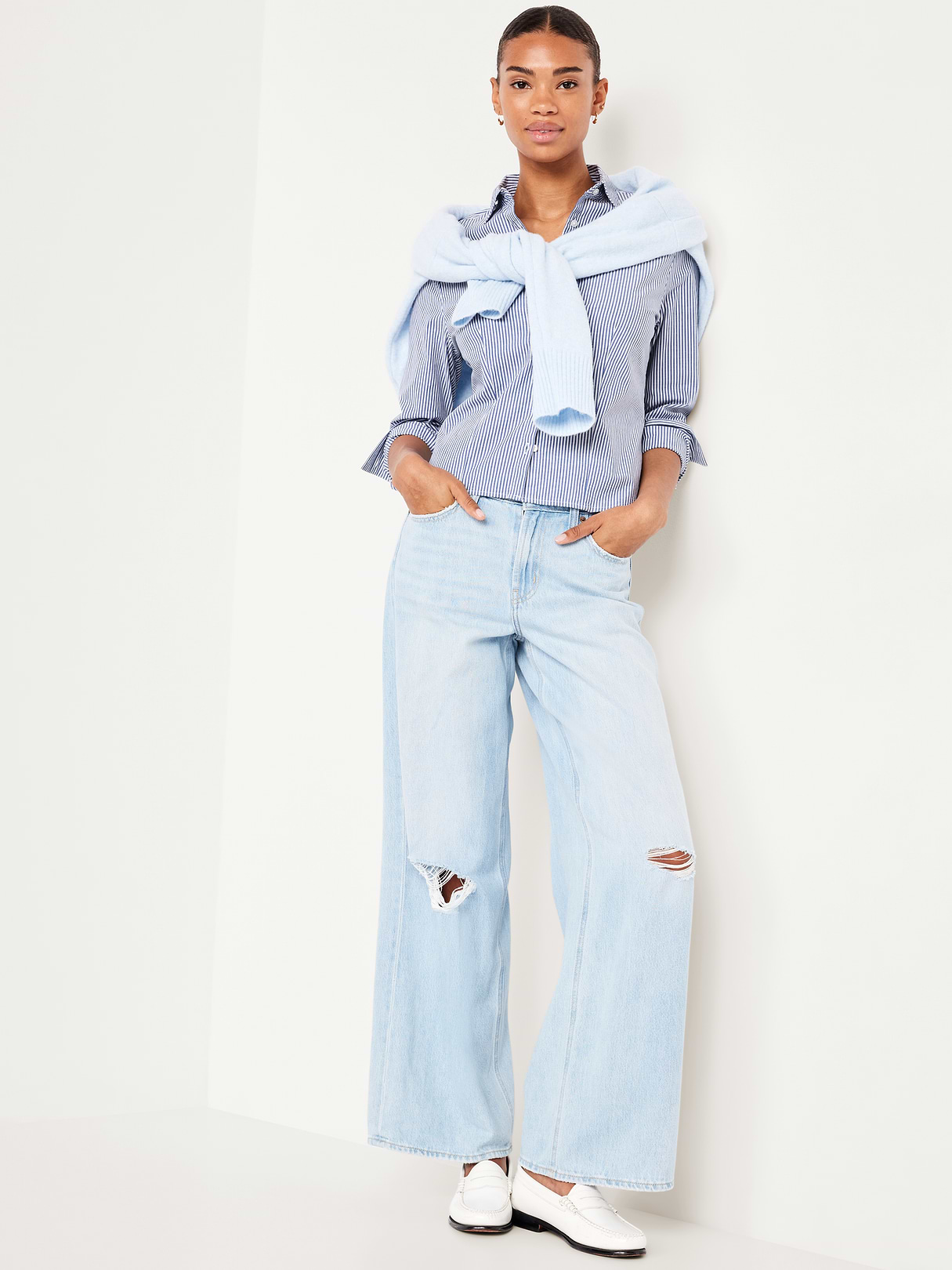 Slim Button-Down Shirt - Blue Stripe
