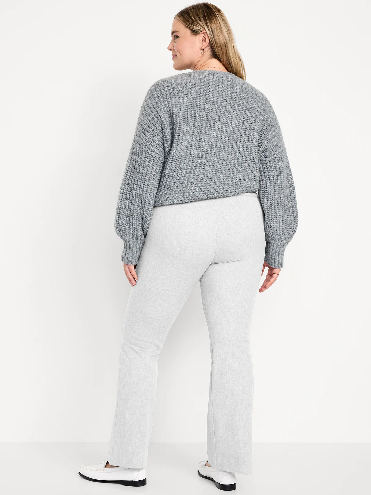 High-Waisted Pixie Flare Pants - Light Heather Gray