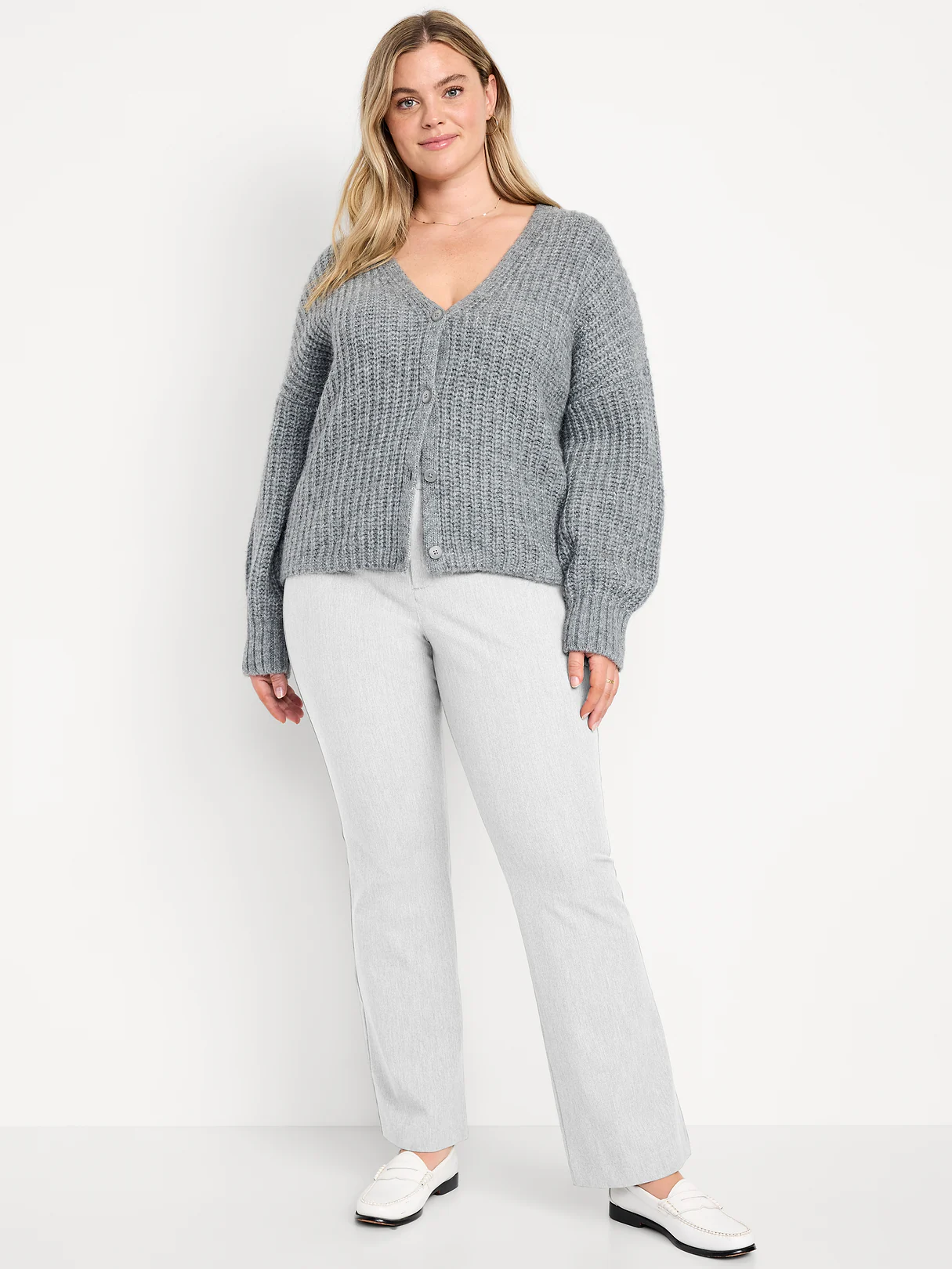 High-Waisted Pixie Flare Pants - Light Heather Gray